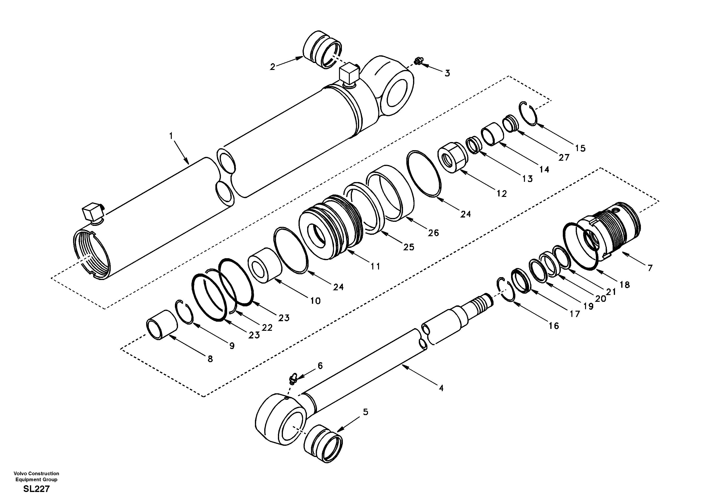 Boom swing cylinder — volvo parts diagram