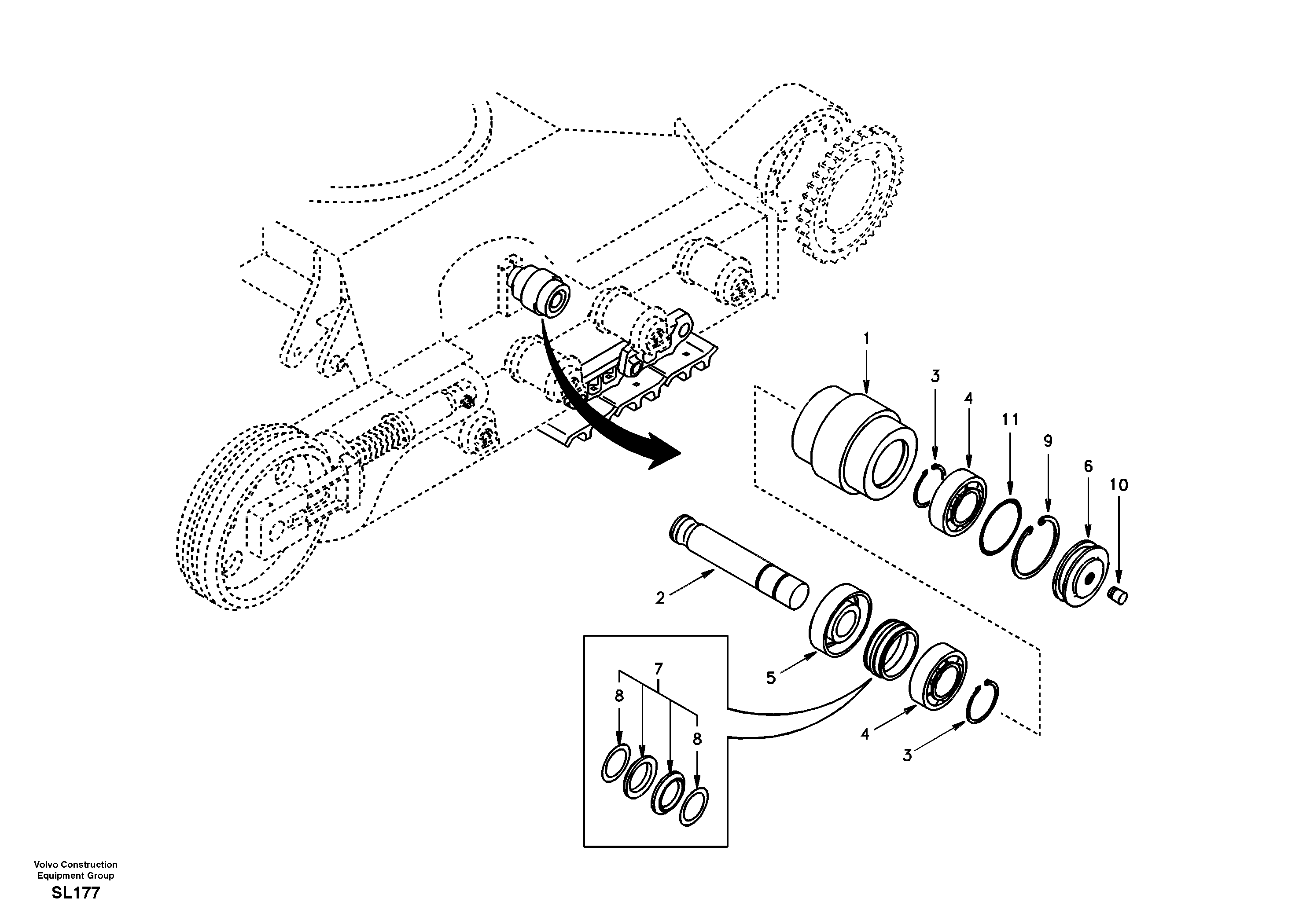 Top roller — volvo parts diagram
