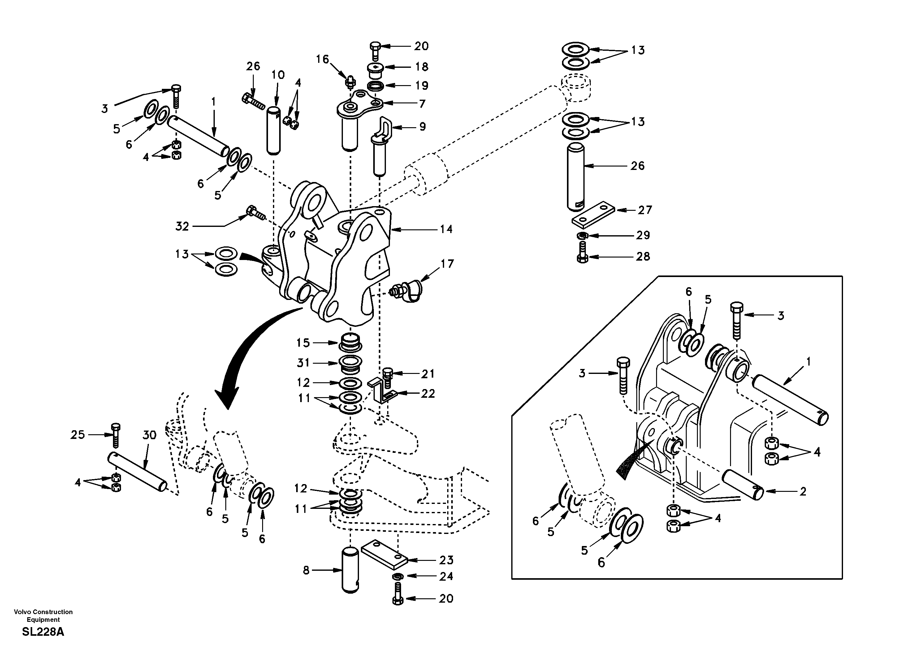 Links to boom and boom cylinder mounting — volvo parts diagram
