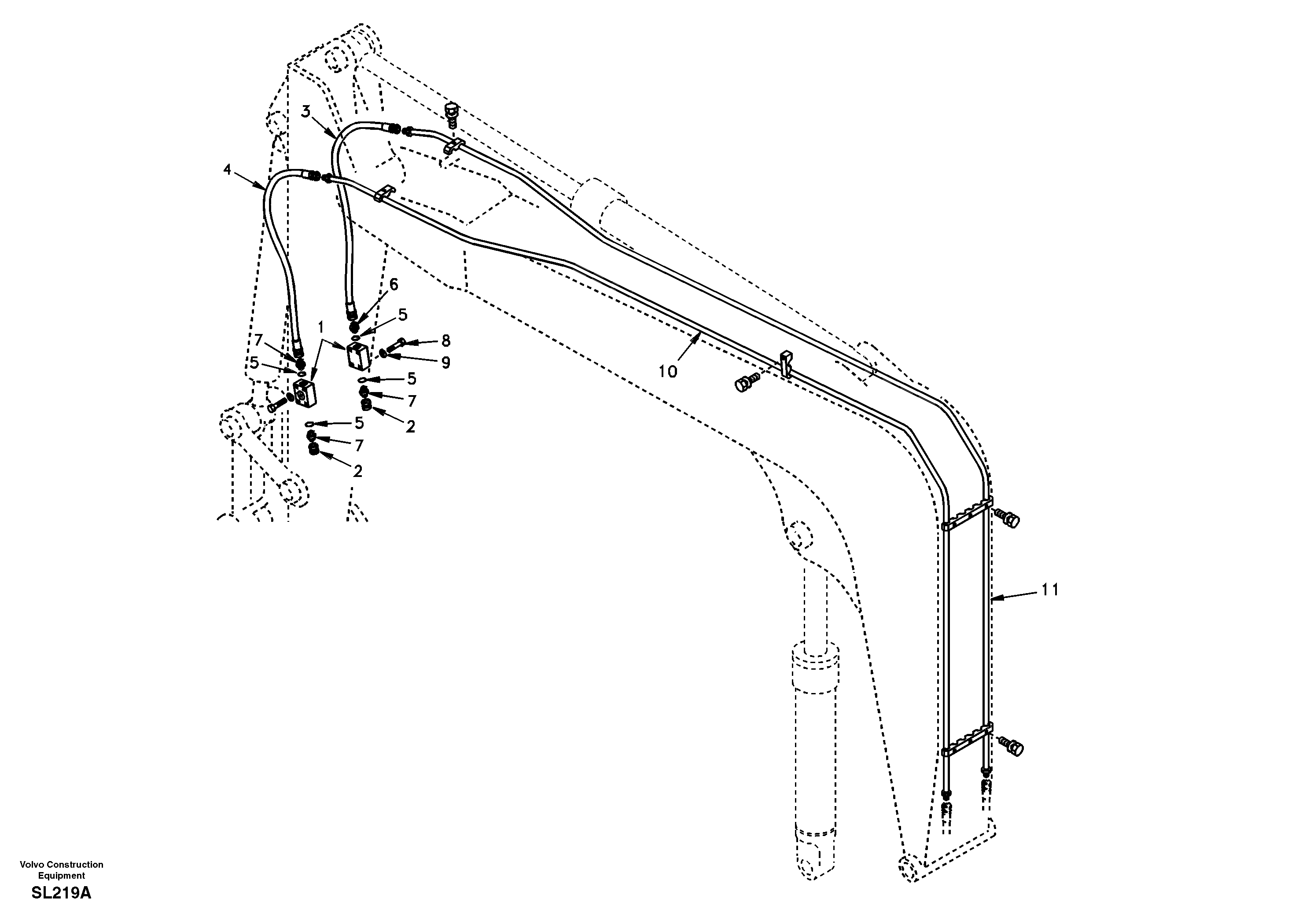 Working hydraulic, hammer and shear for boom — volvo parts diagram