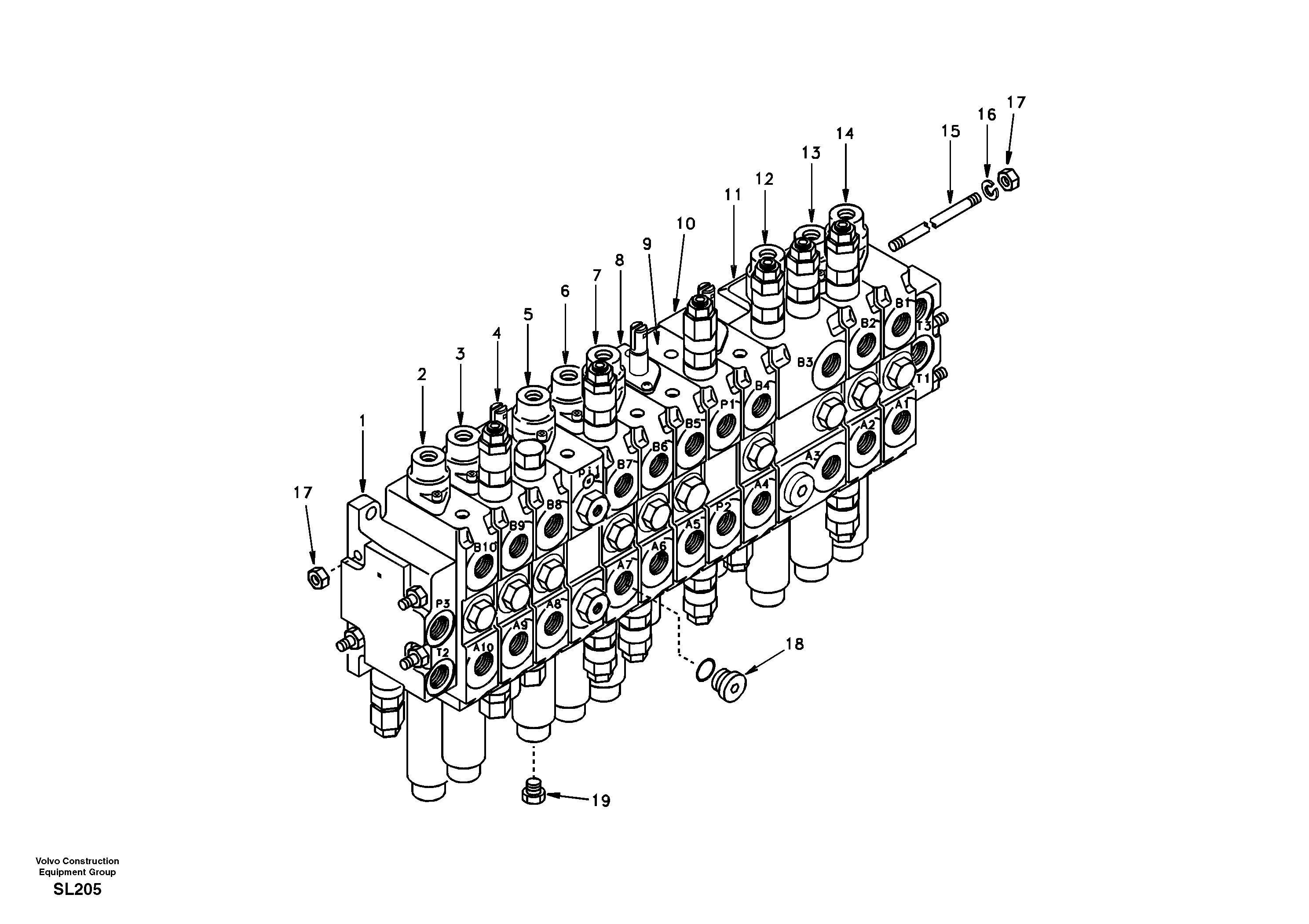 Control valve with fitting parts. — volvo parts diagram