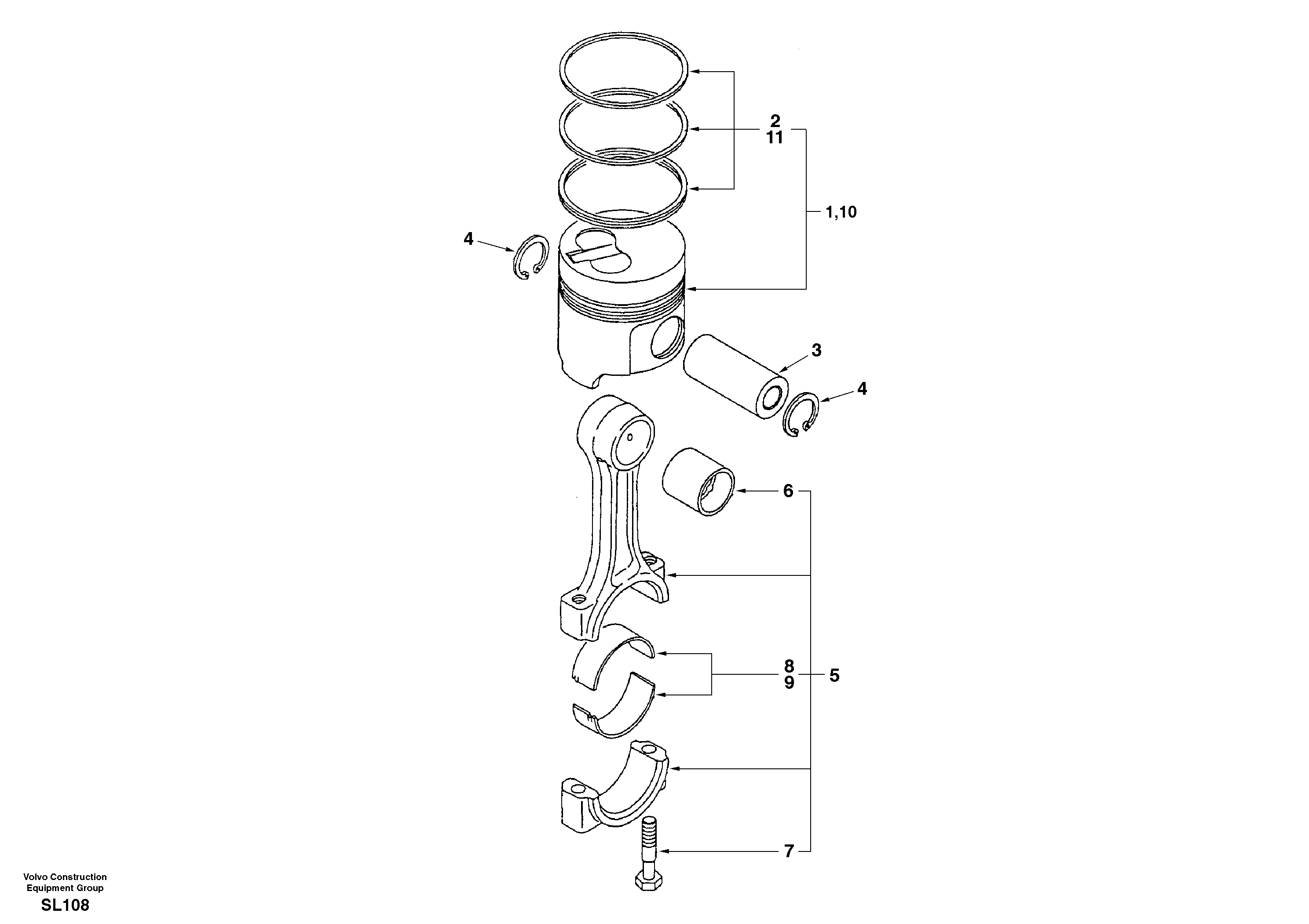 Connecting rod and piston — volvo parts diagram