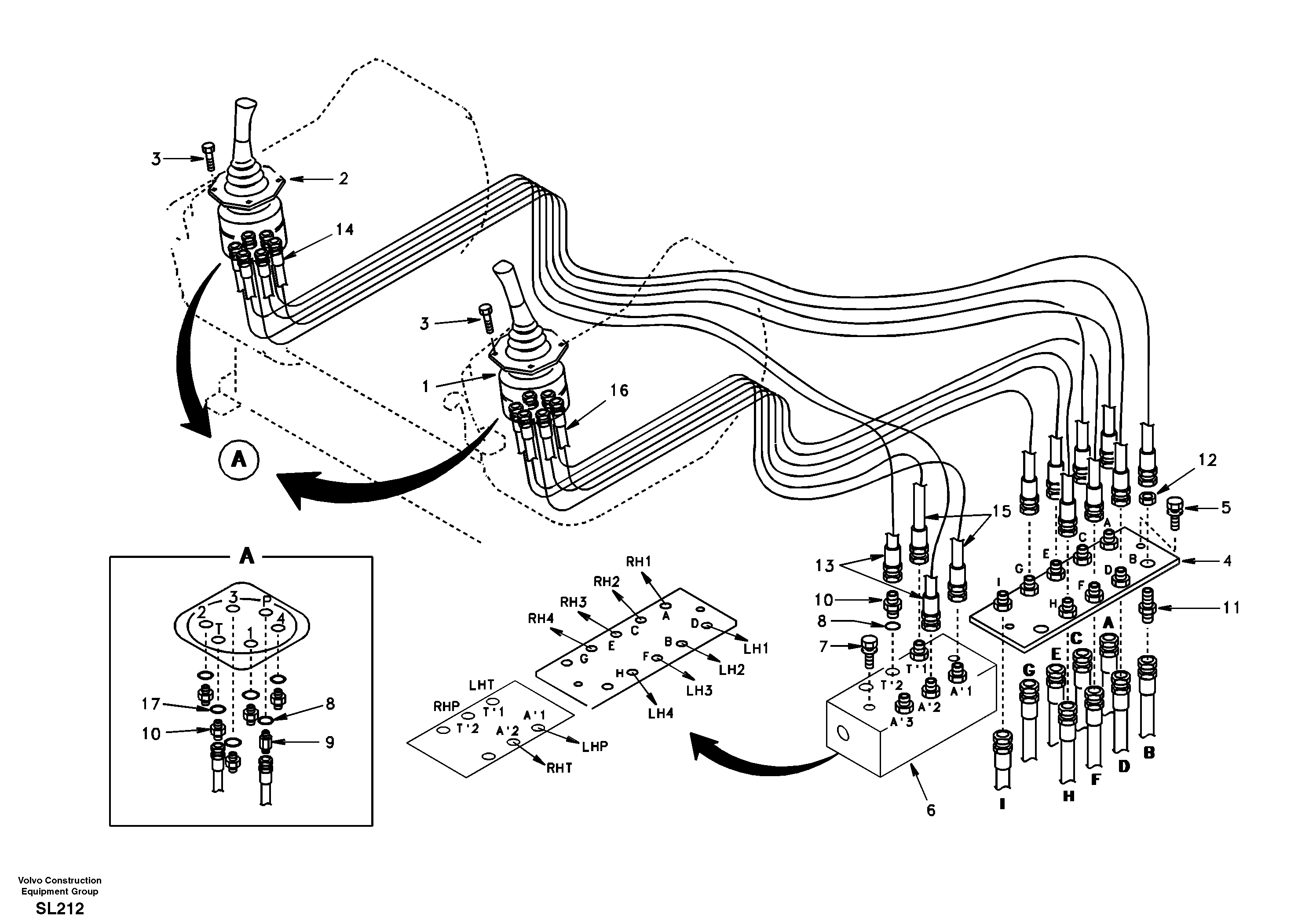 Servo system, control valve to remote control valve — volvo parts diagram