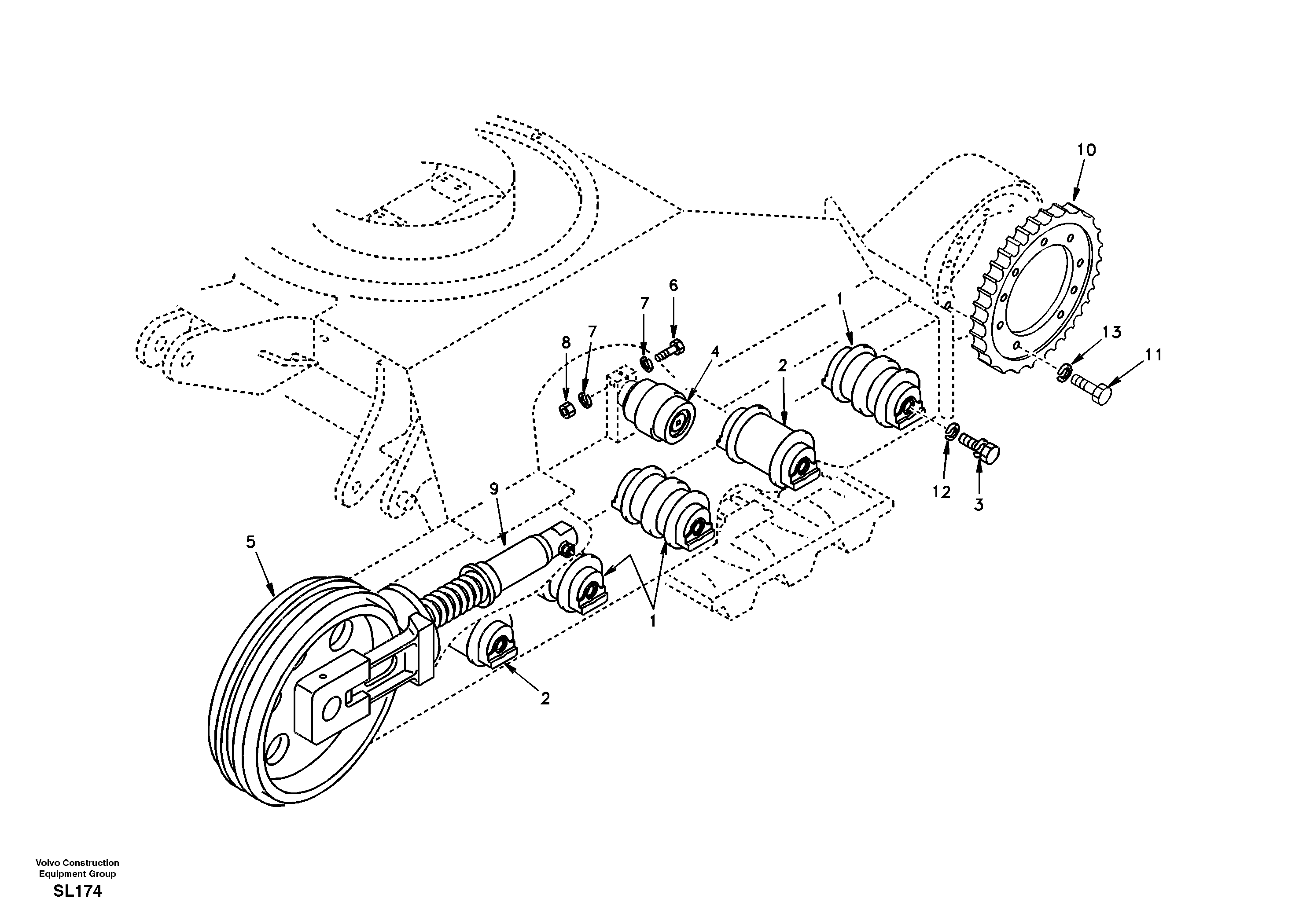 Undercarriage, components and track guards — volvo parts diagram