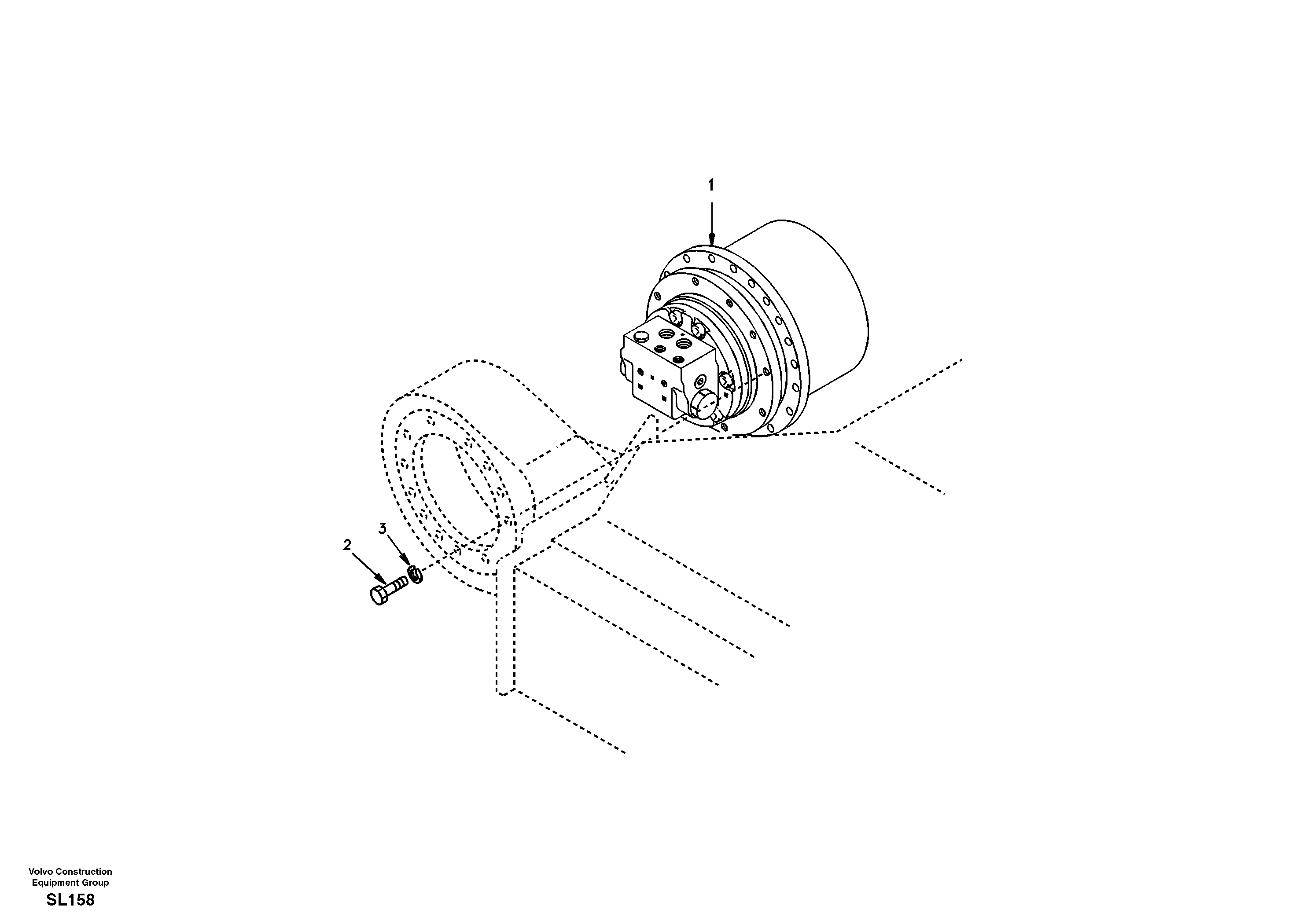 Travel motor with mounting parts — volvo parts diagram