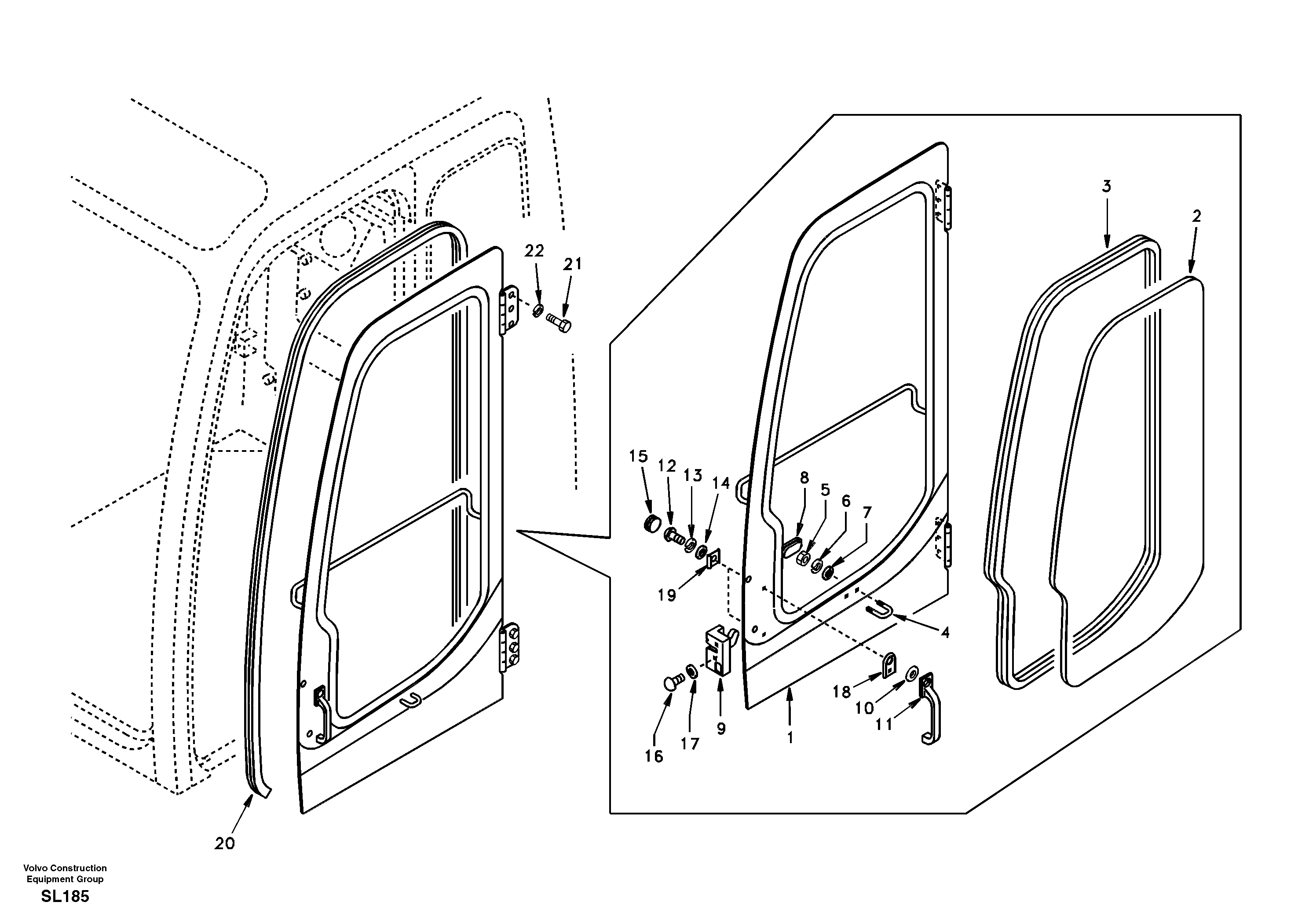 Door, operator's cab — volvo parts diagram