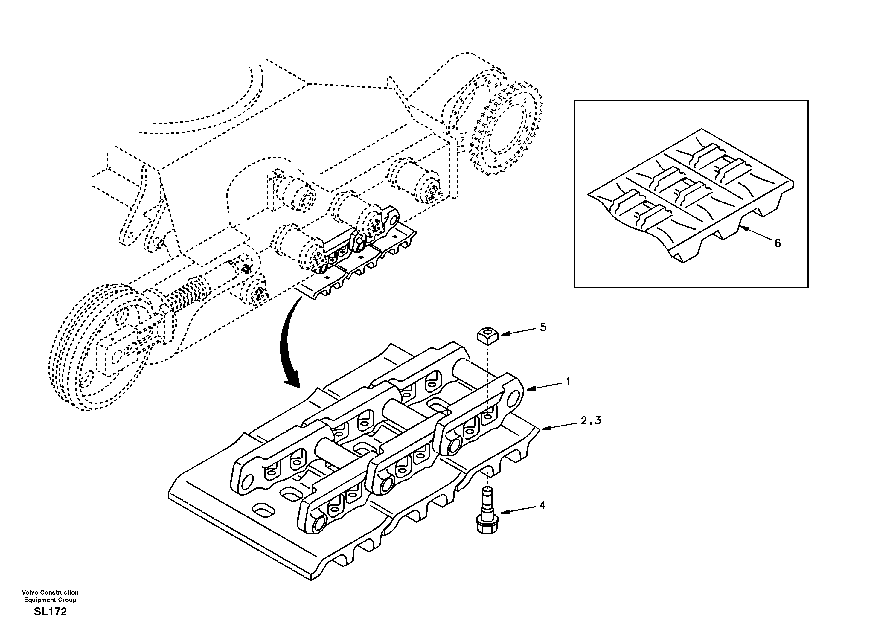 Undercarriage, track with shoes — volvo parts diagram
