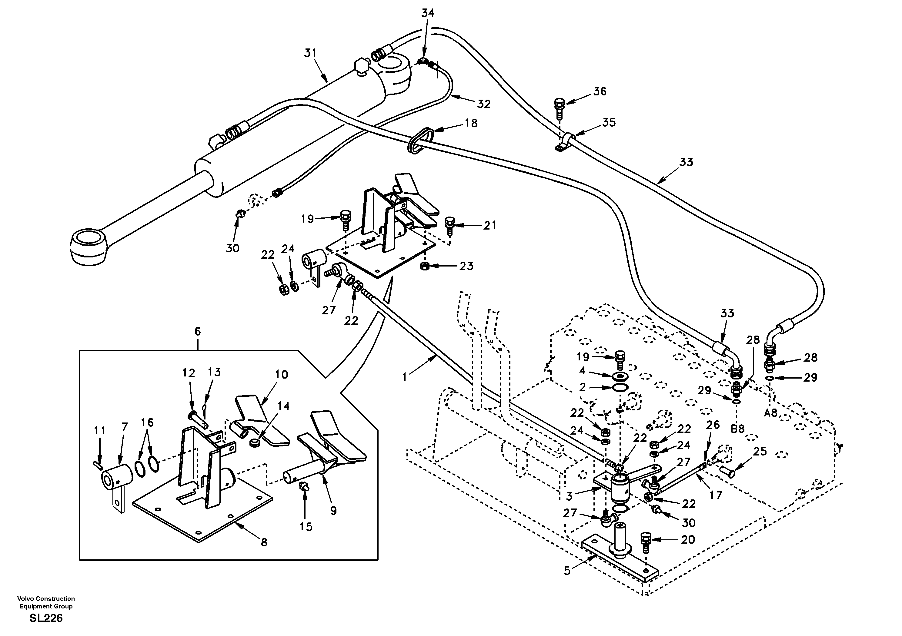 Boom swing system — volvo parts diagram