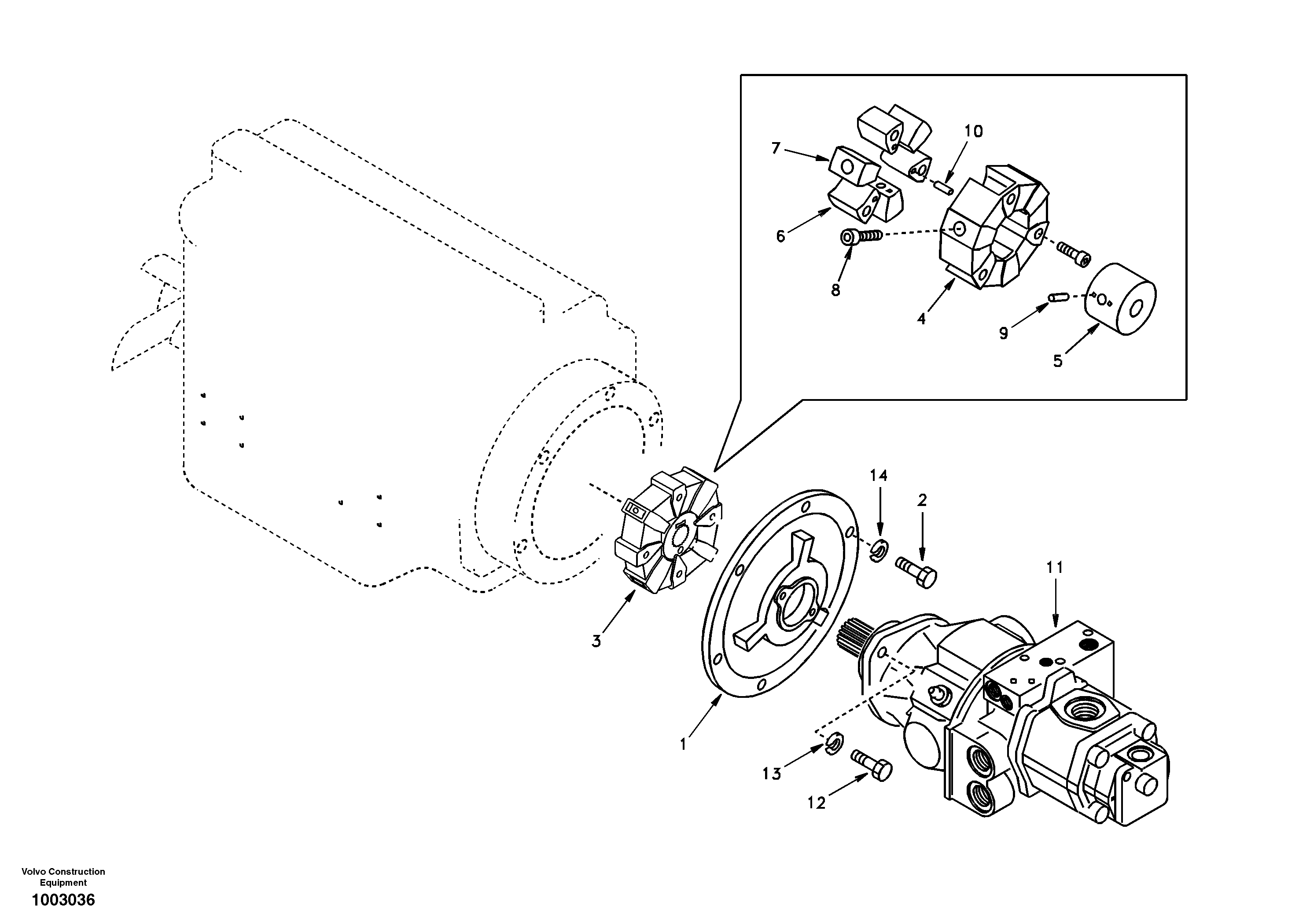 Pump gearbox with assembling parts — volvo parts diagram