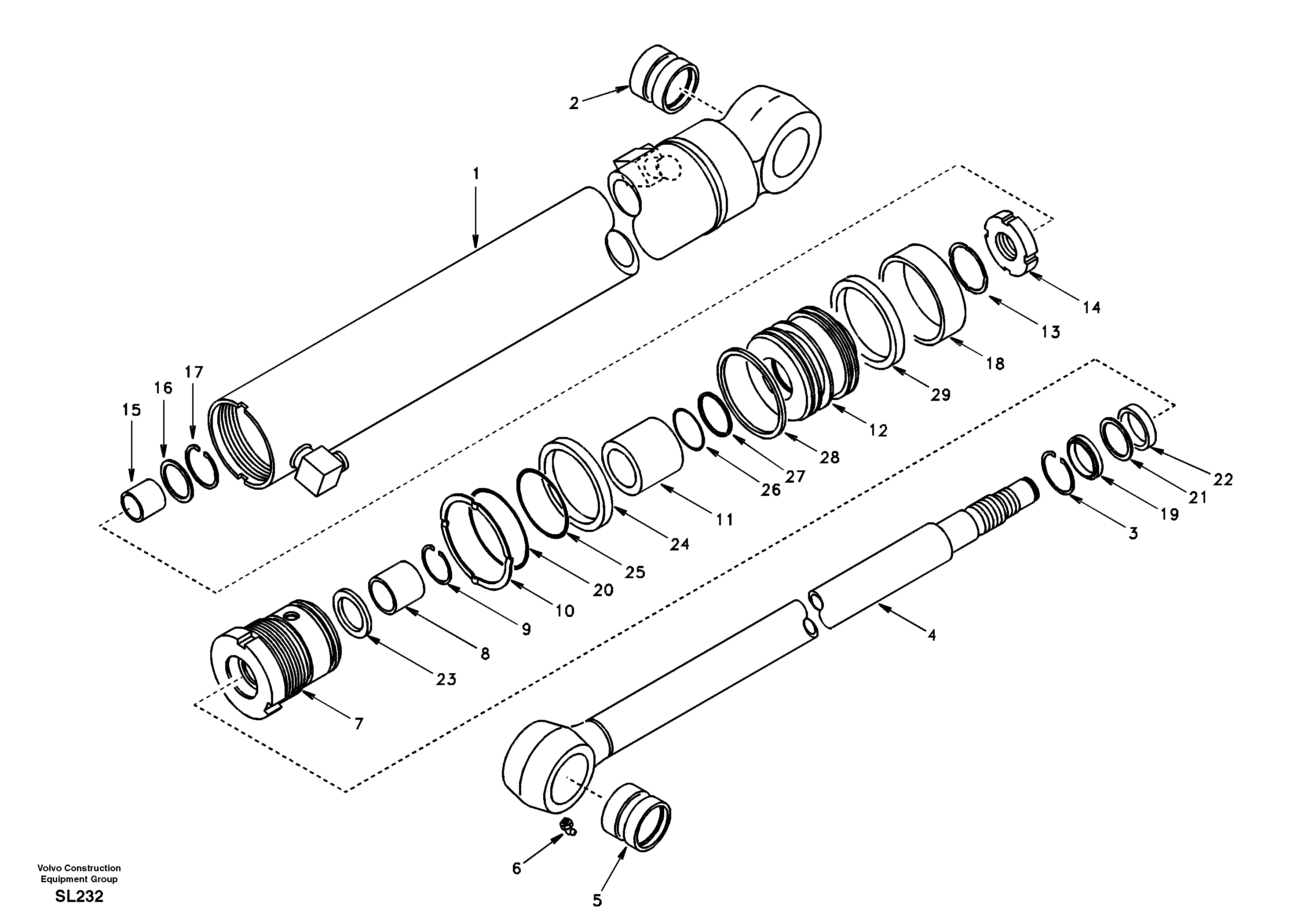 Dipper arm cylinder — volvo parts diagram