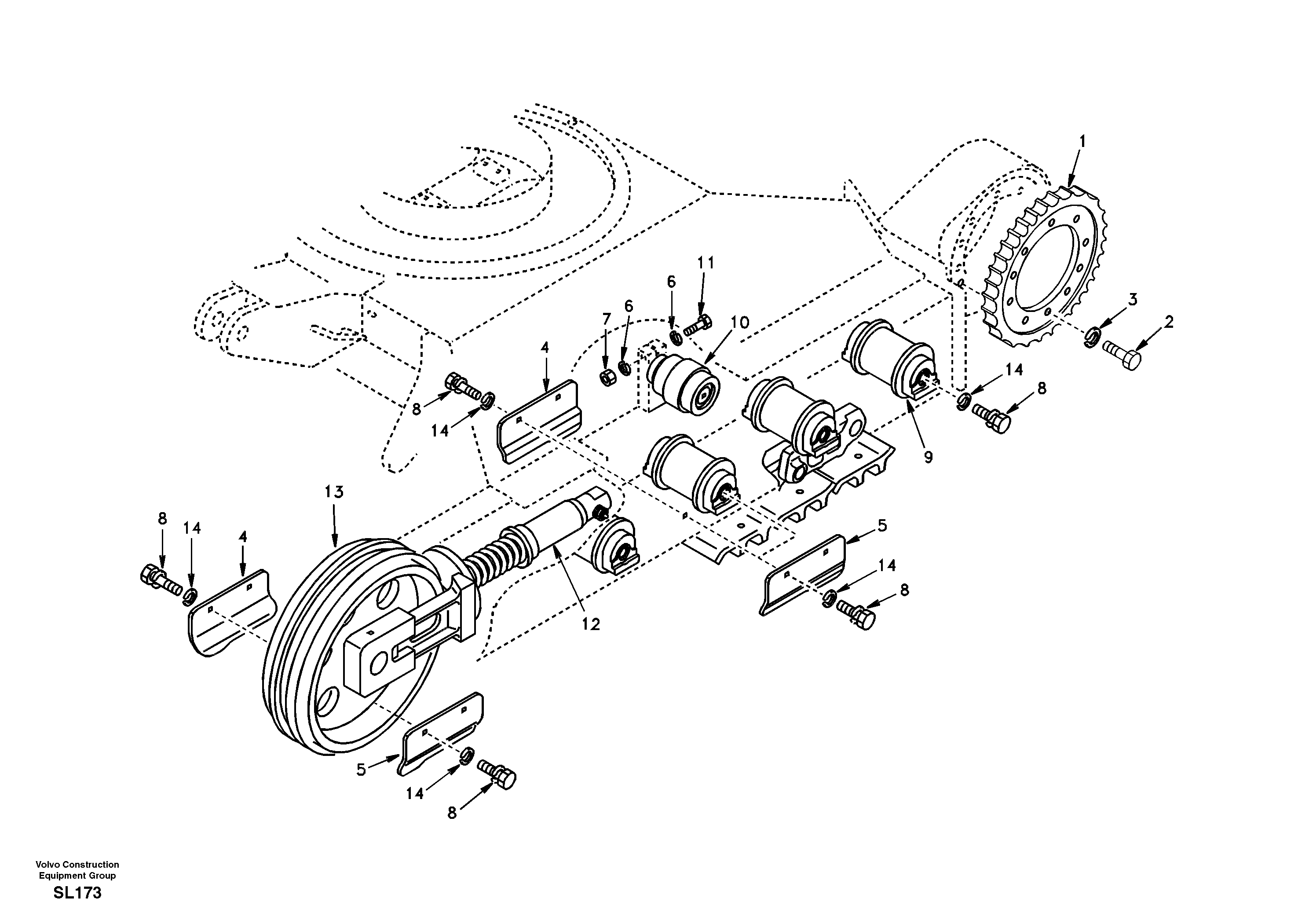 Undercarriage, components and track guards  AL16J001 350MM,380MM SHOE — volvo parts diagram