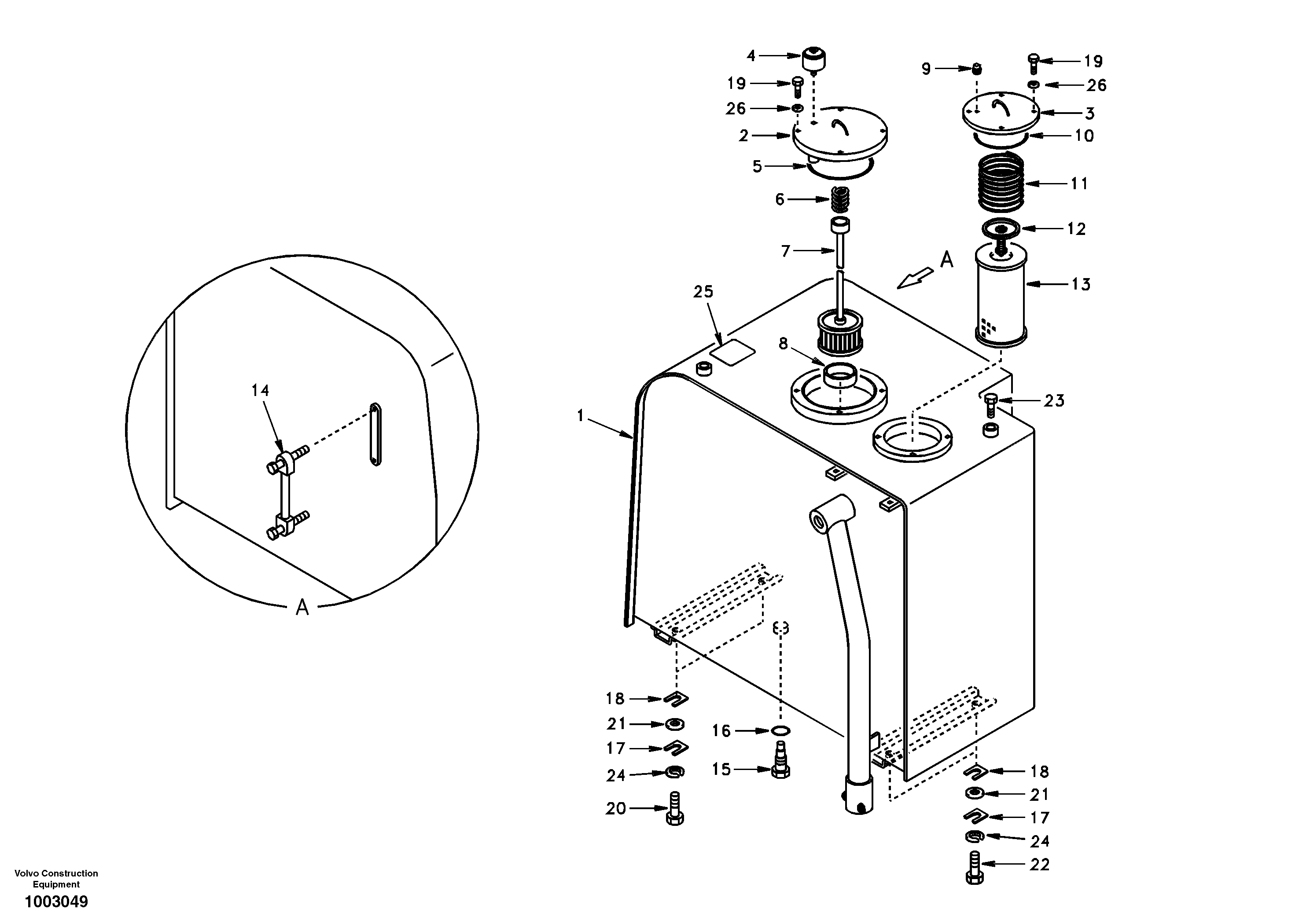 Hydraulic oil tank — volvo parts diagram
