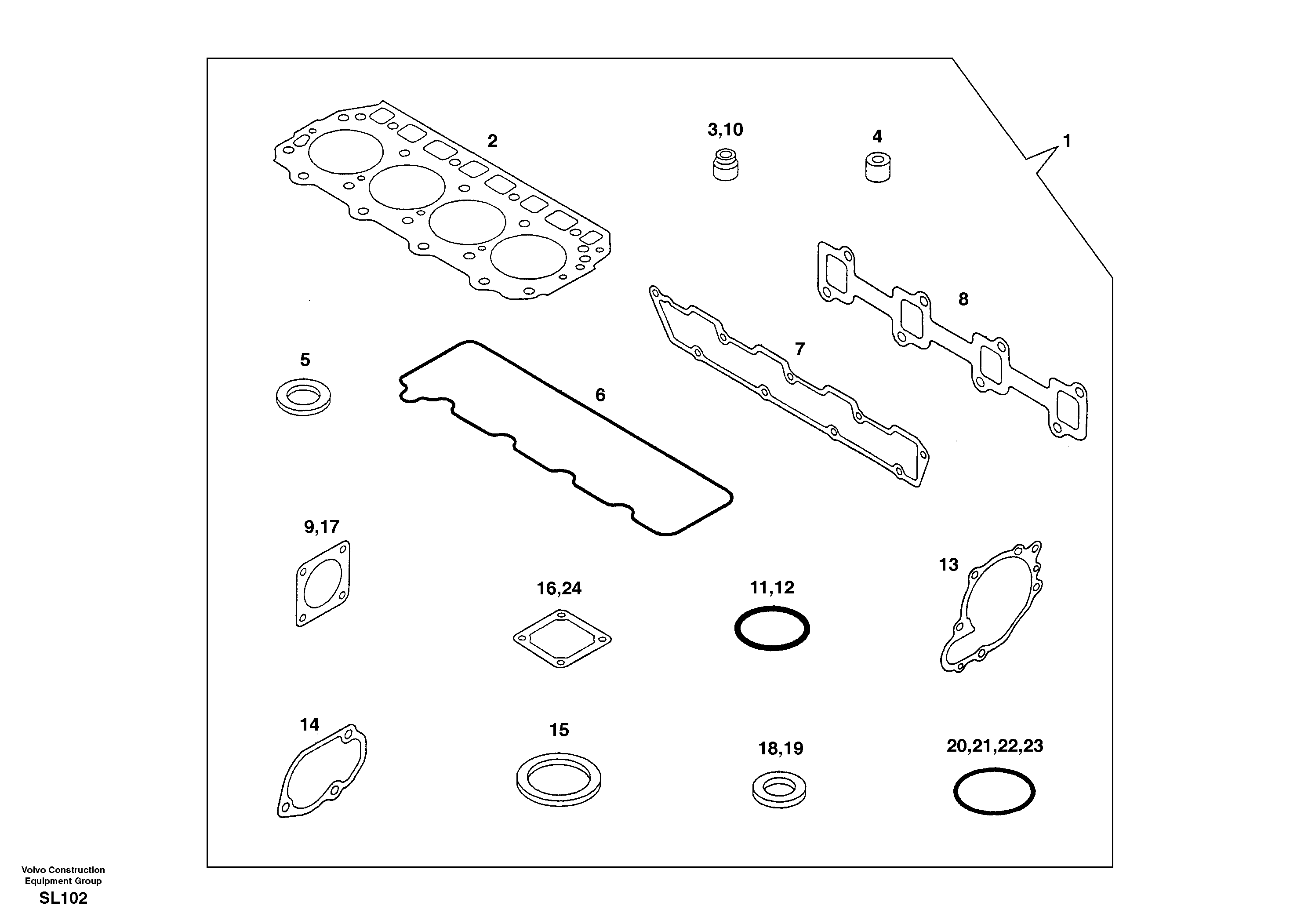 Repair kits for engine — volvo parts diagram