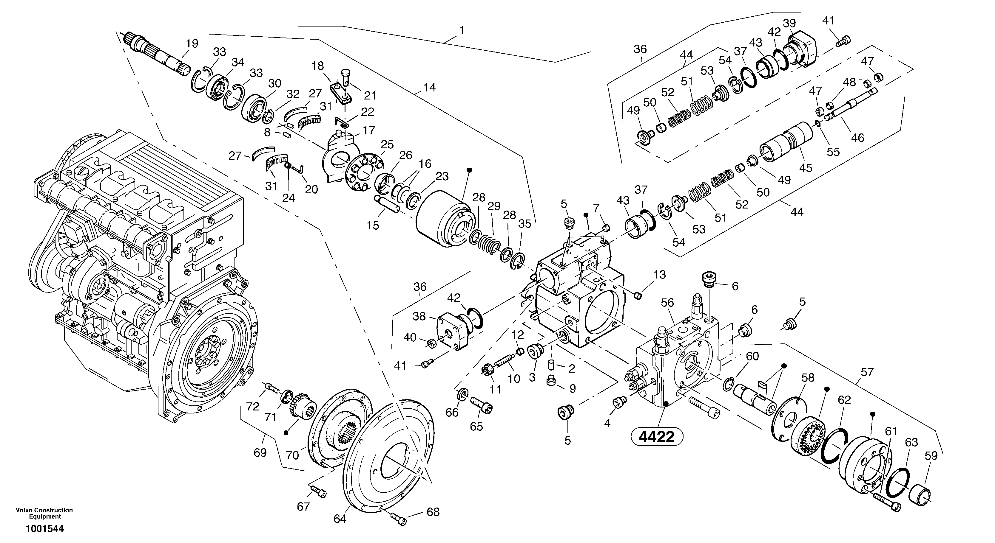 Variable displacement pump — volvo parts diagram