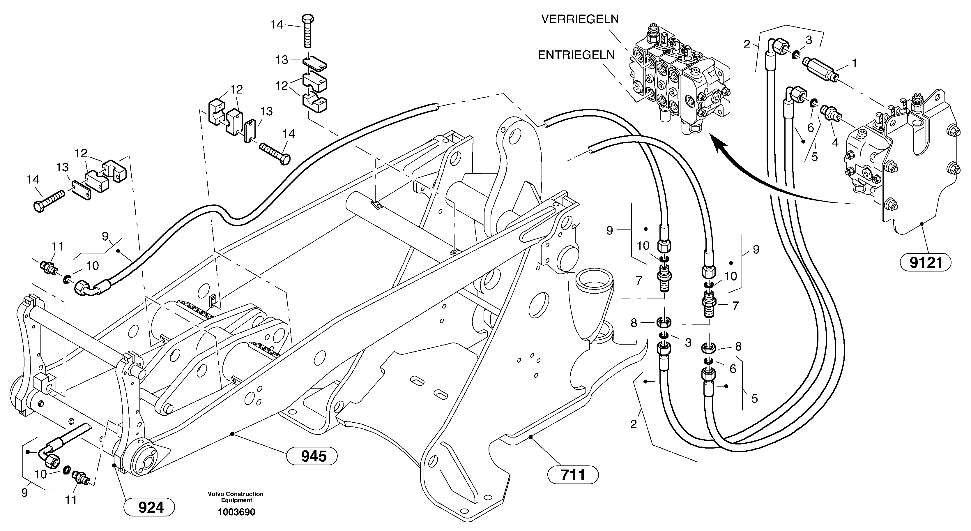 Lines to attachment mounting plate — volvo parts diagram