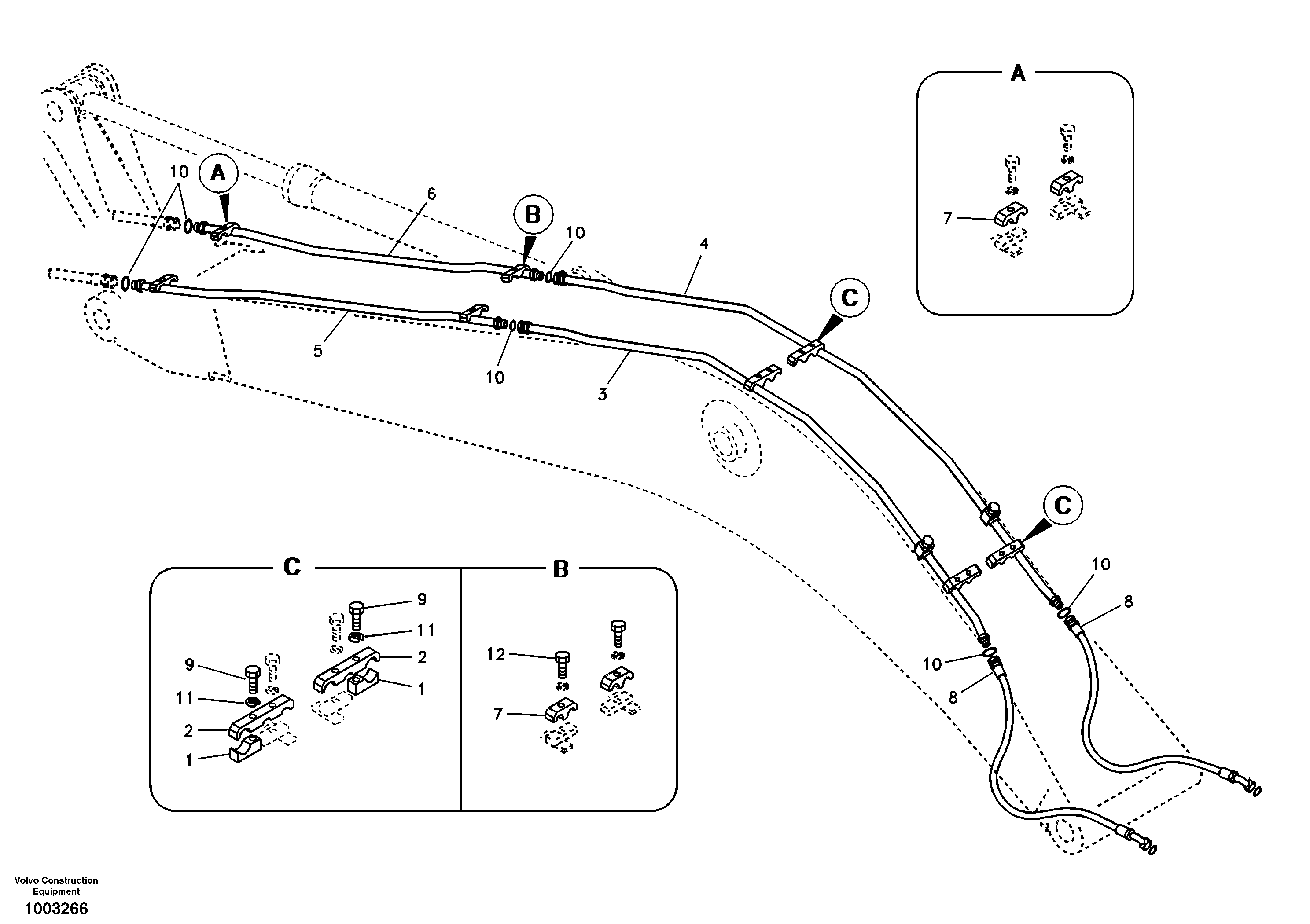 Working hydraulic, hammer and shear for boom — volvo parts diagram