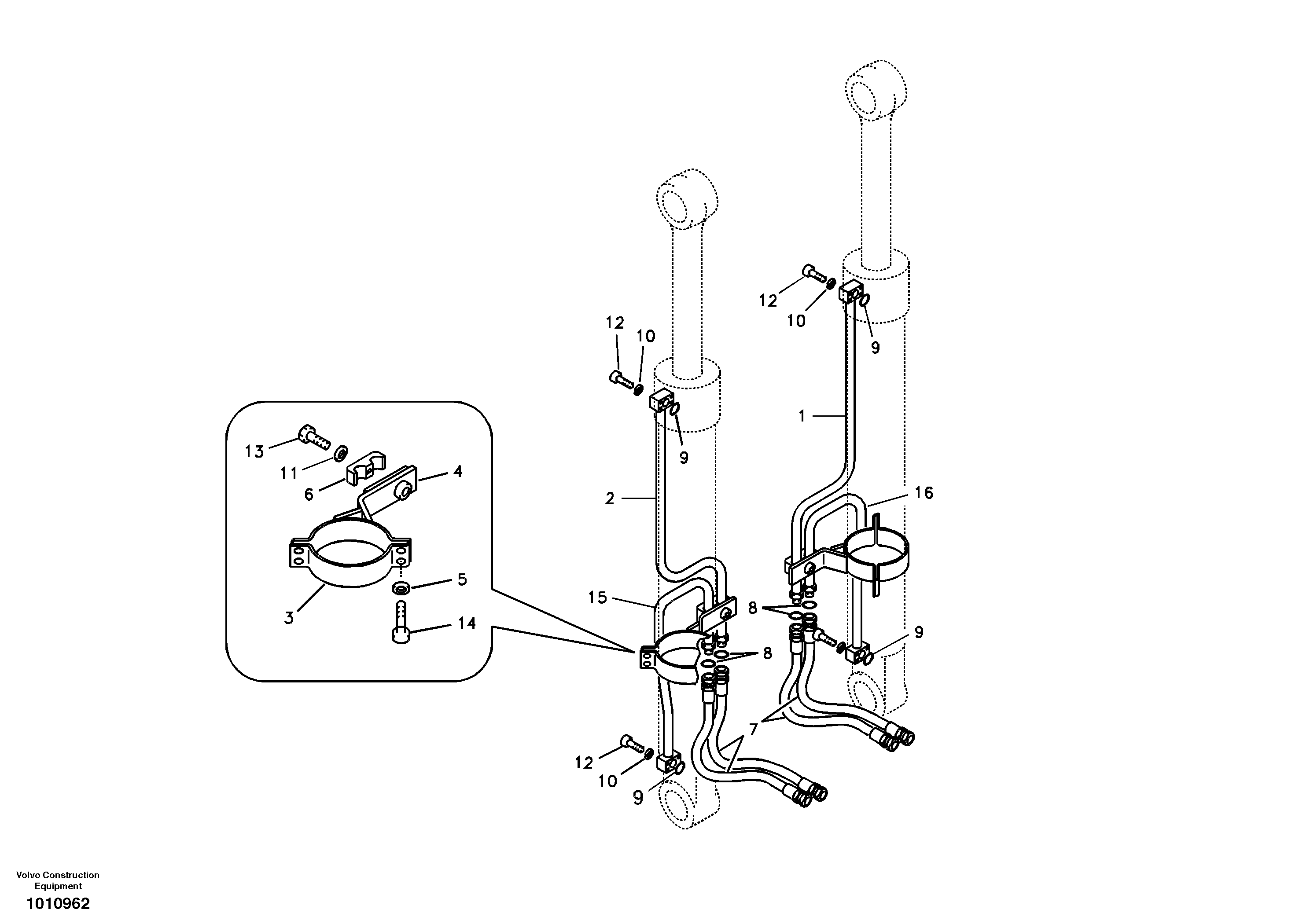 Working hydraulic, boom cylinder — volvo parts diagram