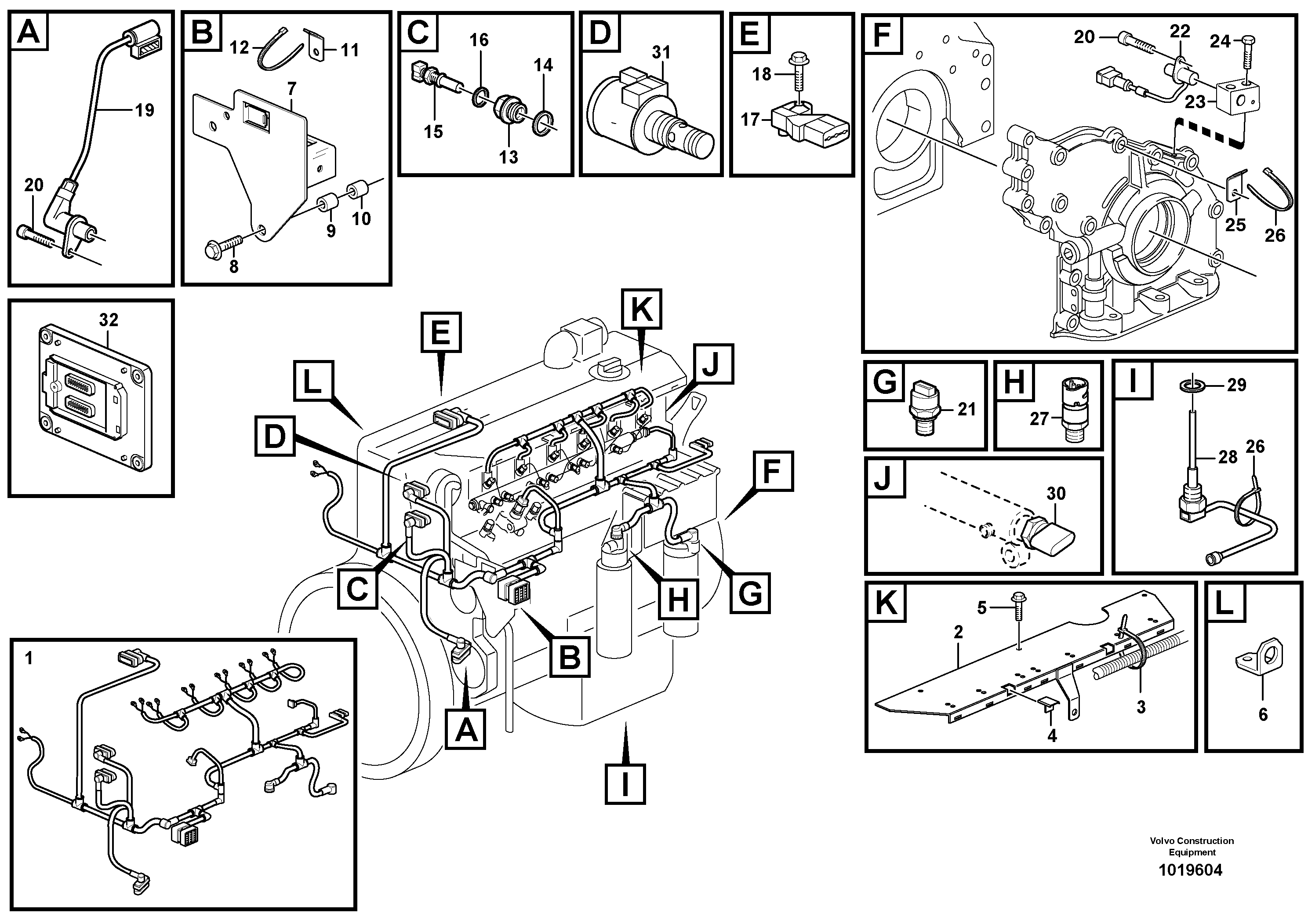 Cable harness, engine — volvo parts diagram