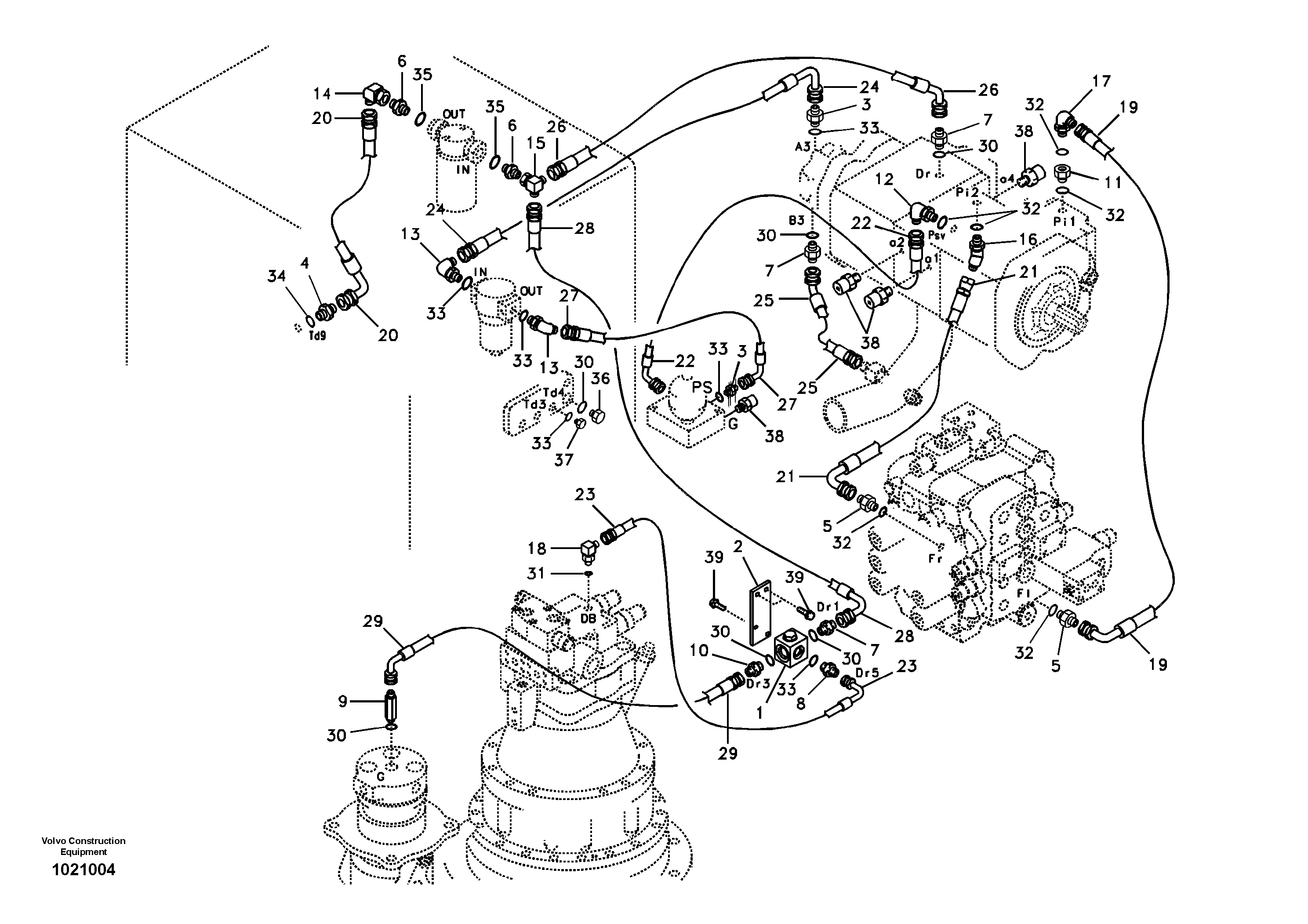 Servo system, pump piping and filter mount. — volvo parts diagram
