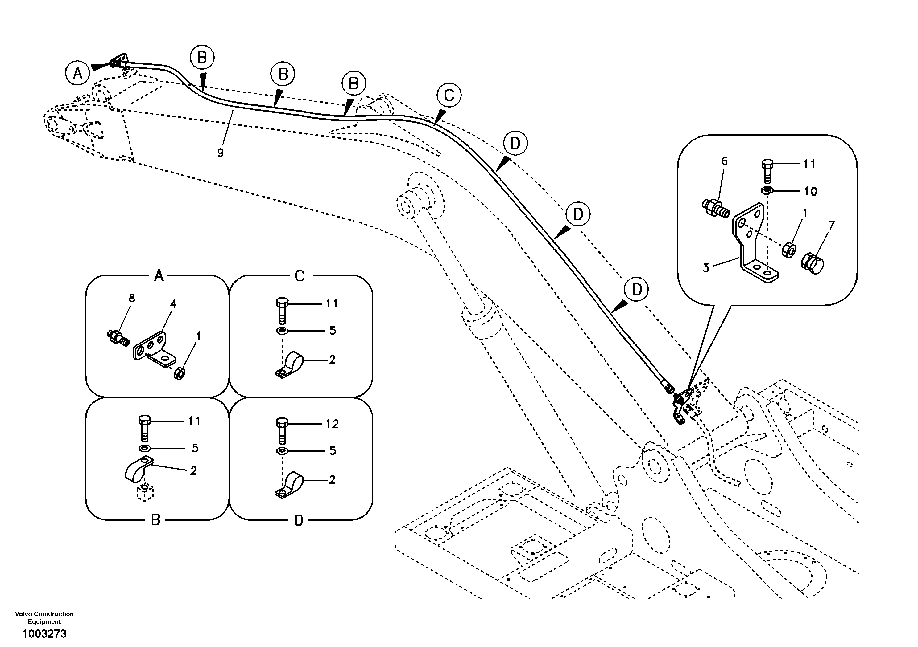 Working hydraulic, oil leak on boom — volvo parts diagram