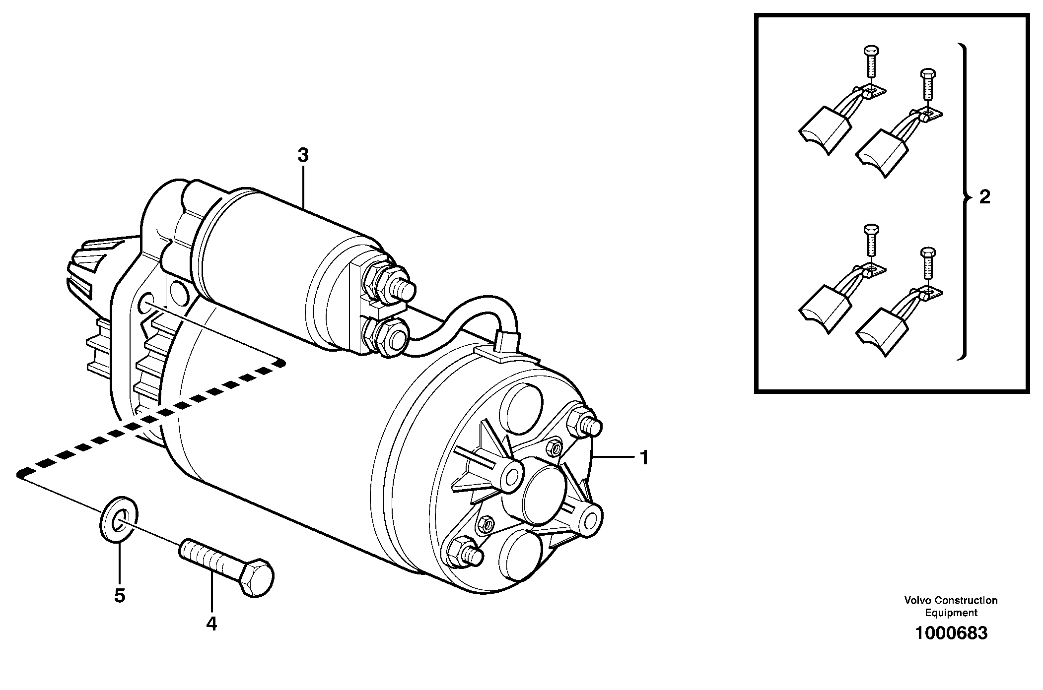 Starter motor with assembling details — volvo parts diagram