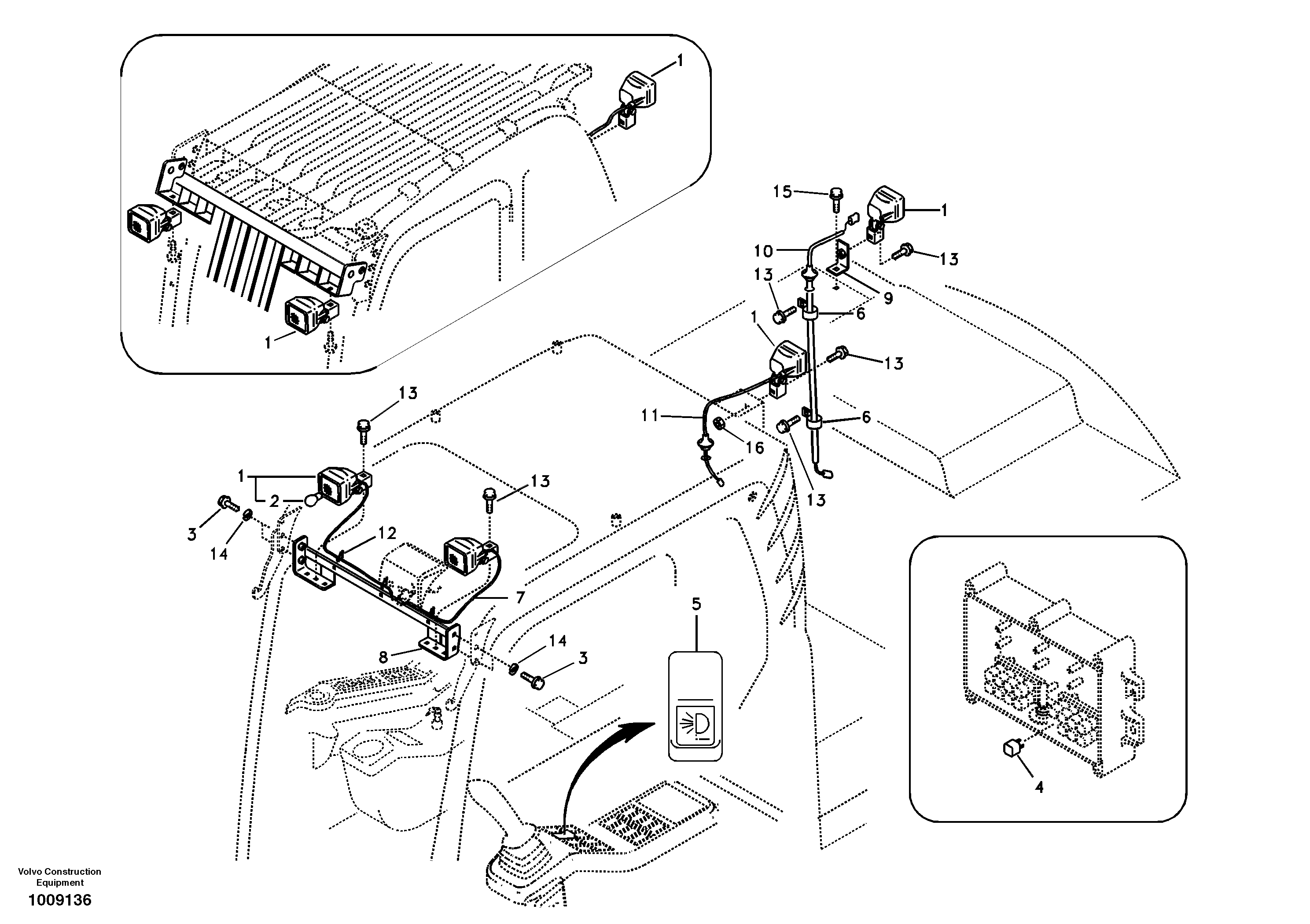 Work lights, extra — volvo parts diagram
