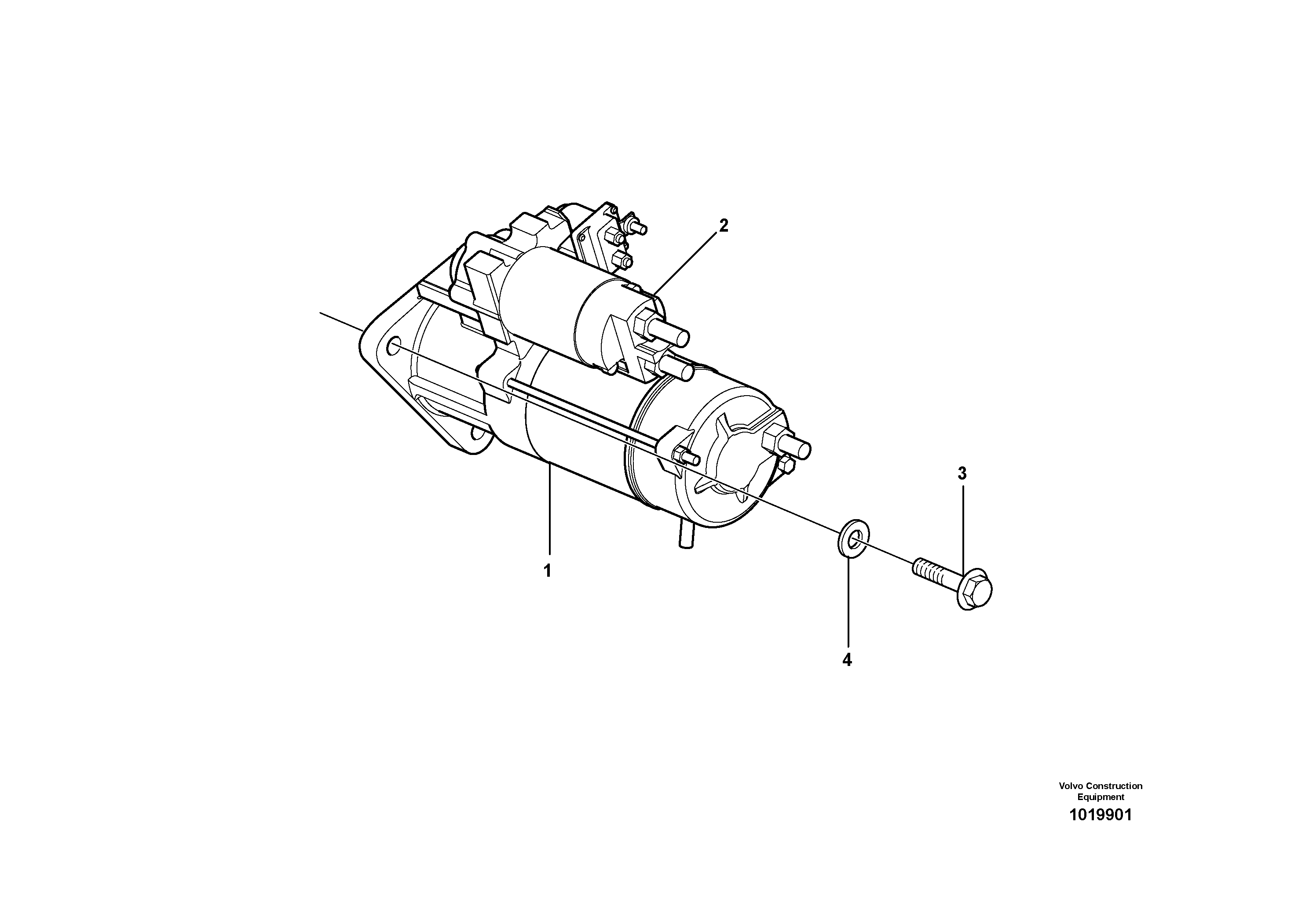 Starter motor with assembling details — volvo parts diagram