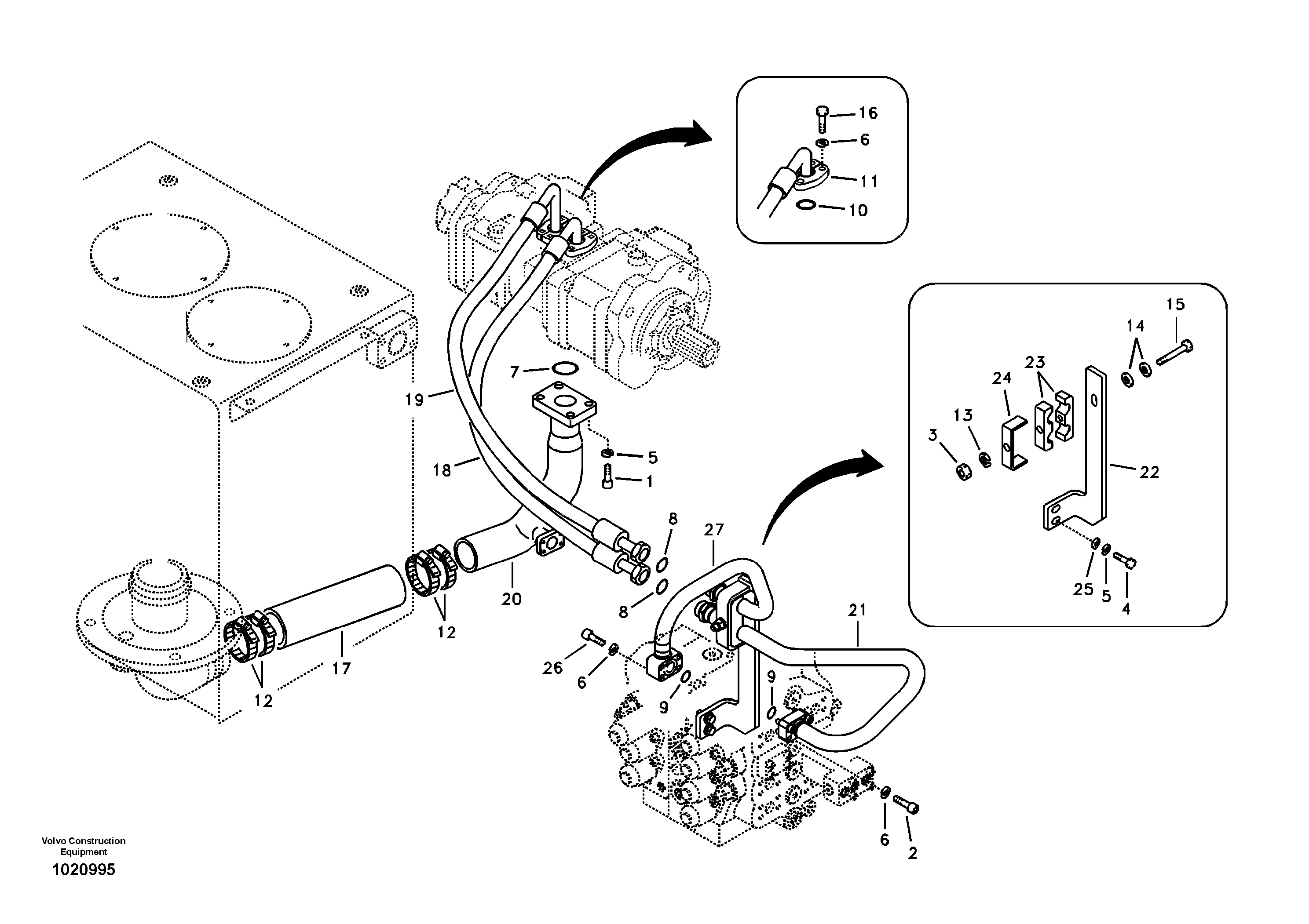 Hydraulic system, hydraulic tank to hydraulic pump — volvo parts diagram