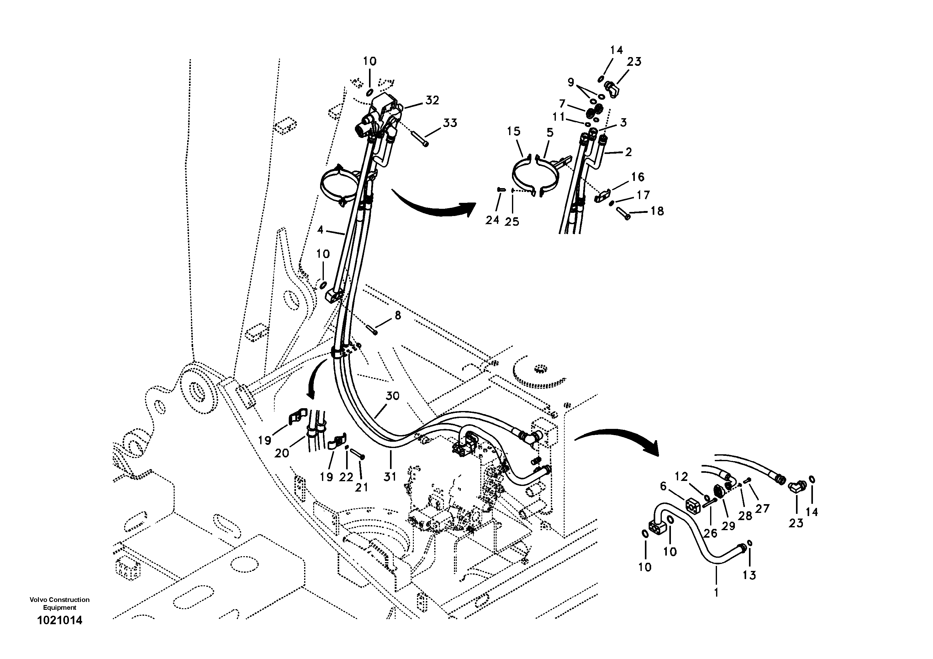 Working hydraulic, 2nd boom cylinder on adjustable boom — volvo parts diagram