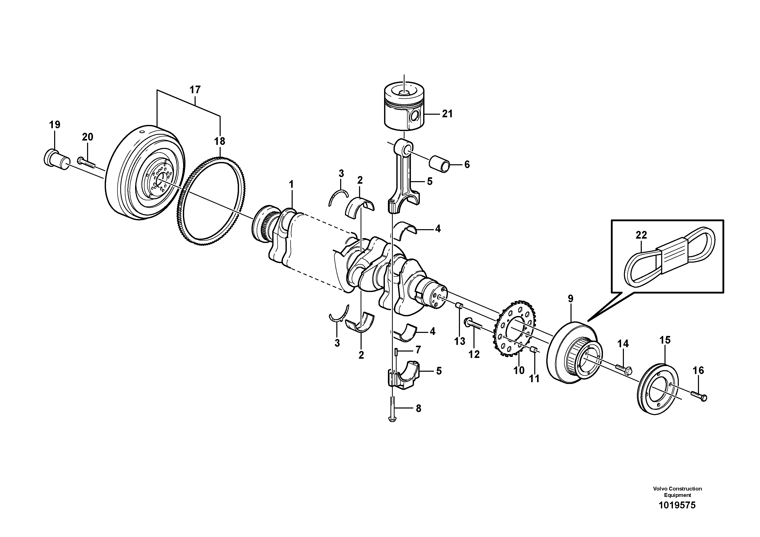 Crankshaft and related parts — volvo parts diagram