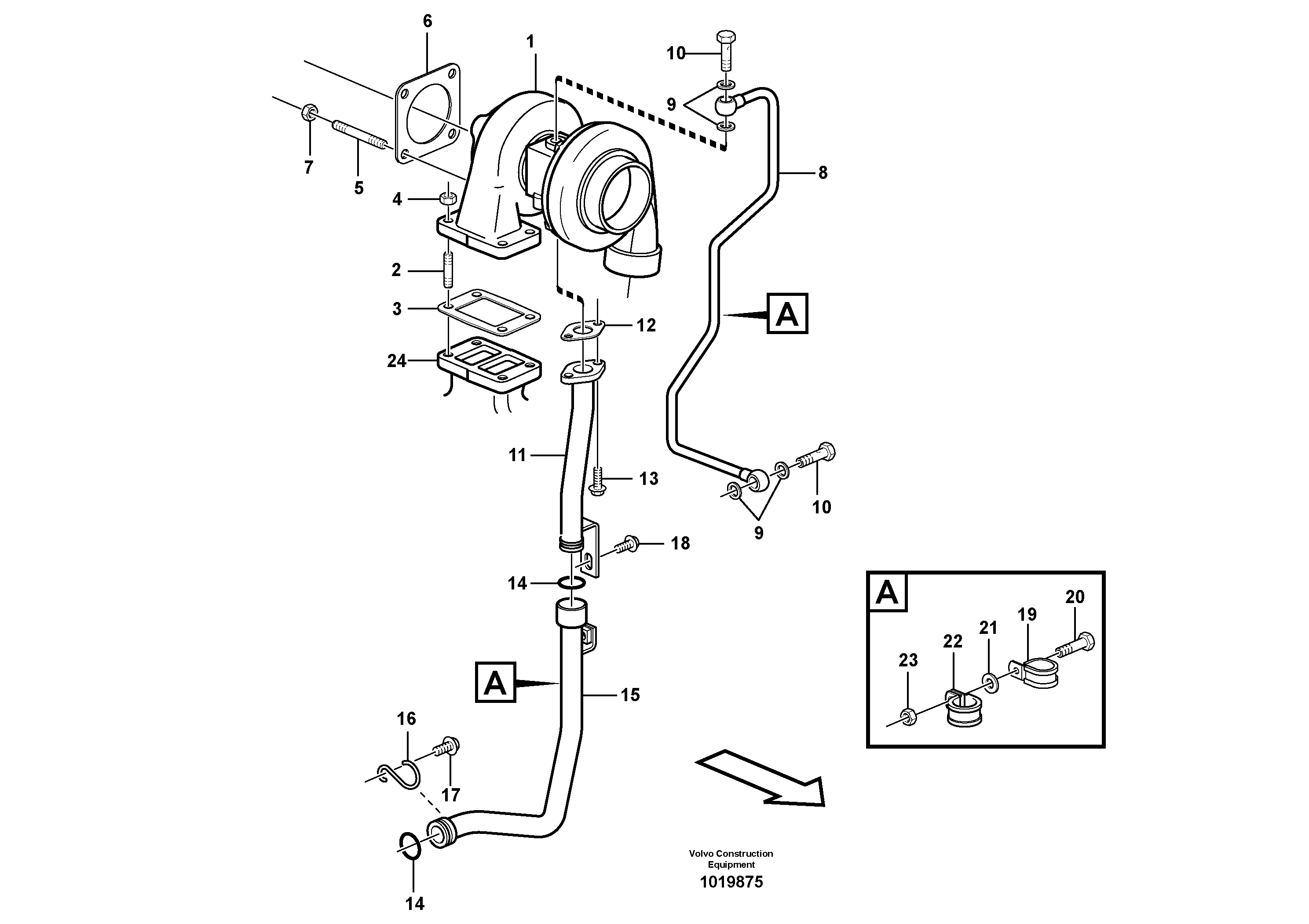 Turbocharger with fitting parts — volvo parts diagram