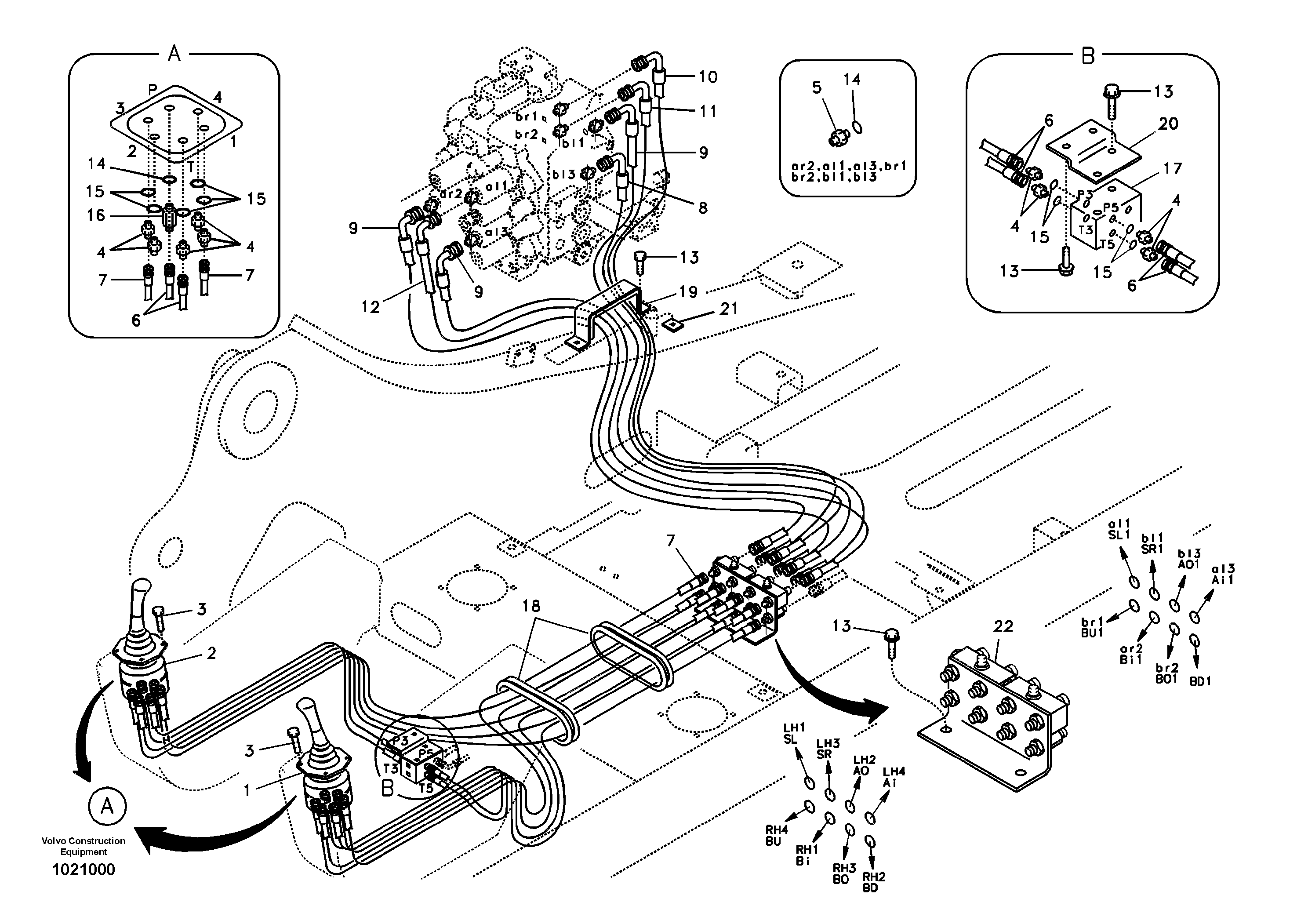 Servo system, control valve to remote control valve — volvo parts diagram