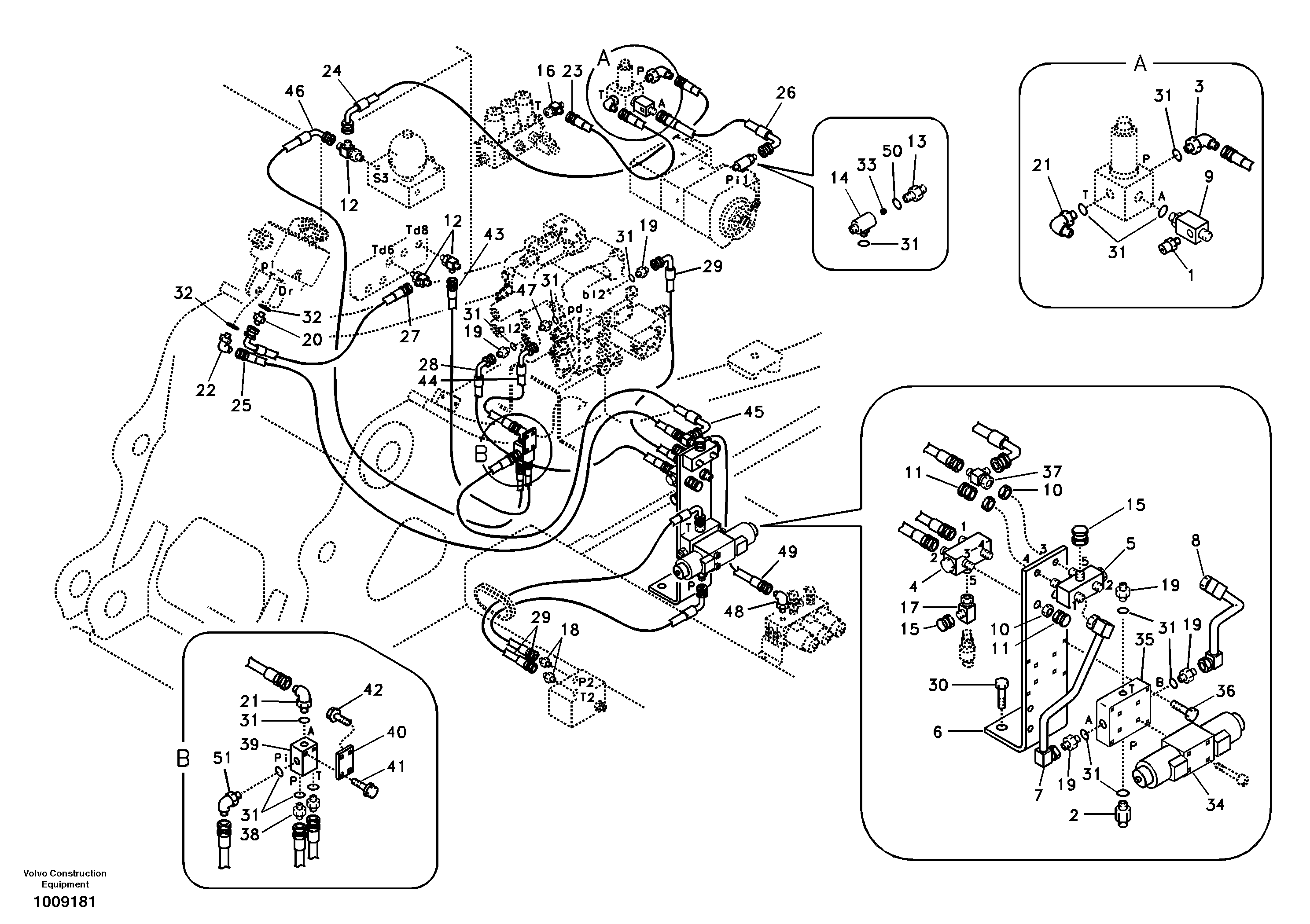Working hydraulic, hammer and shear for 1st pump flow — volvo parts diagram