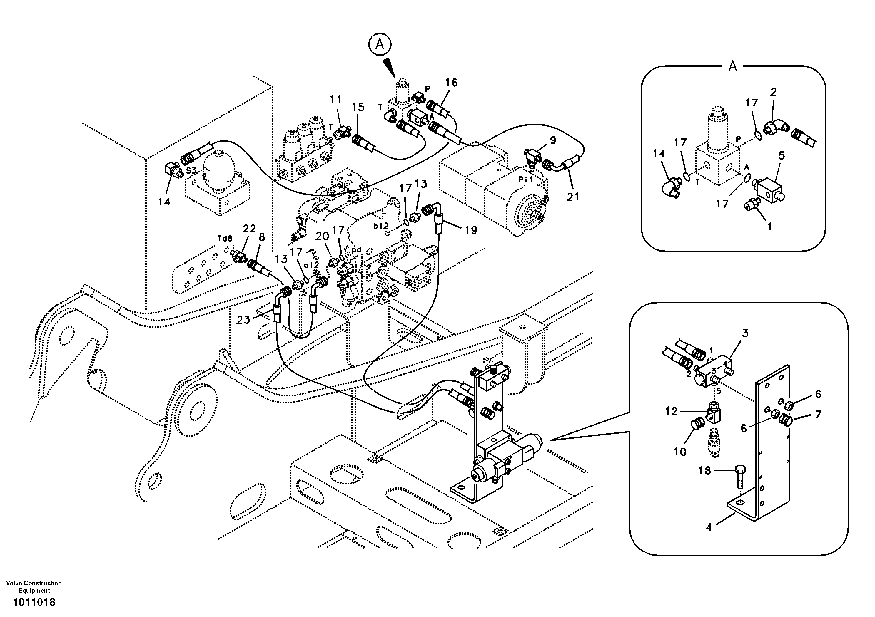 Working hydraulic, hammer and shear for 1st pump flow — volvo parts diagram