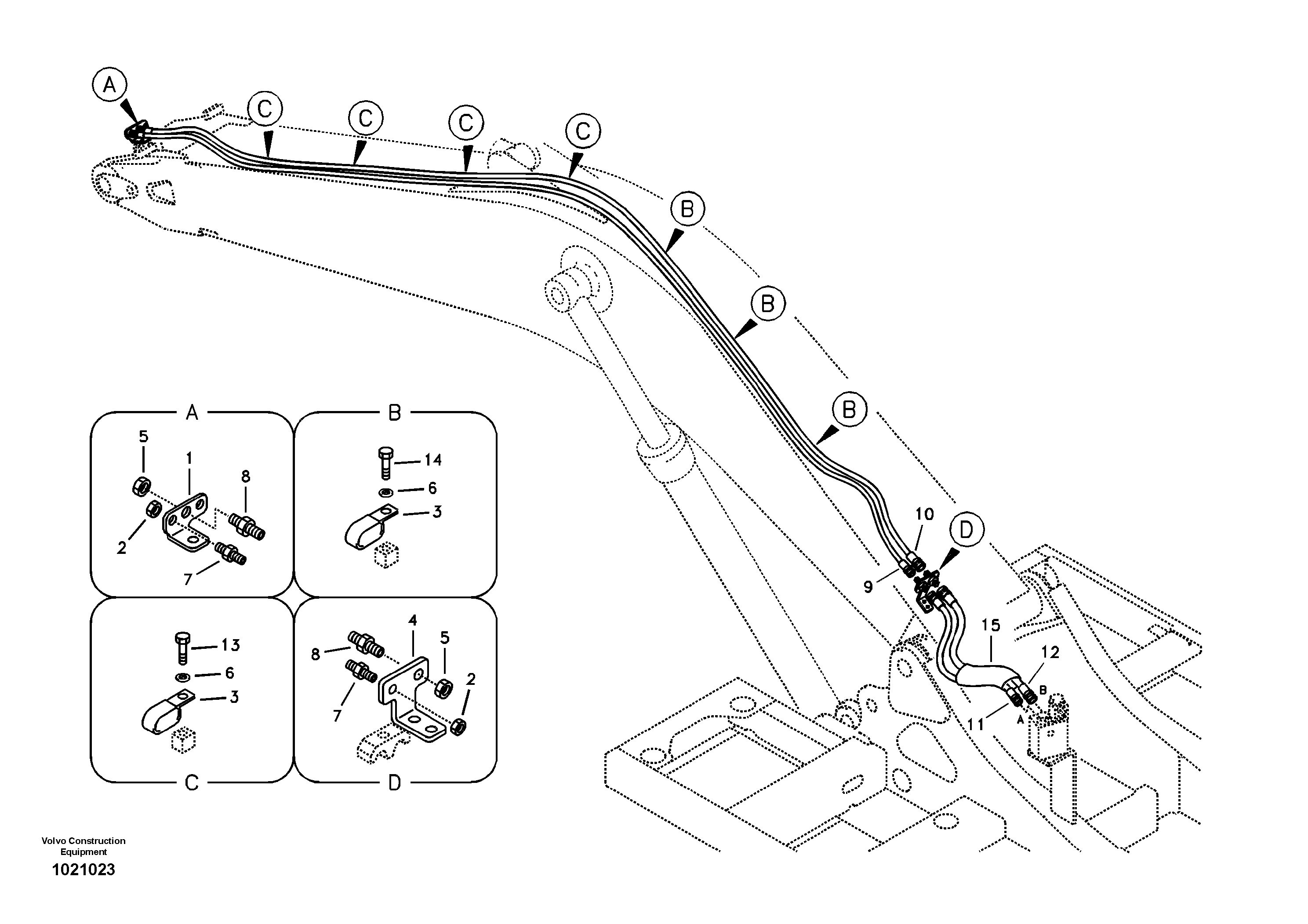 Working hydraulic, quick fit on boom — volvo parts diagram