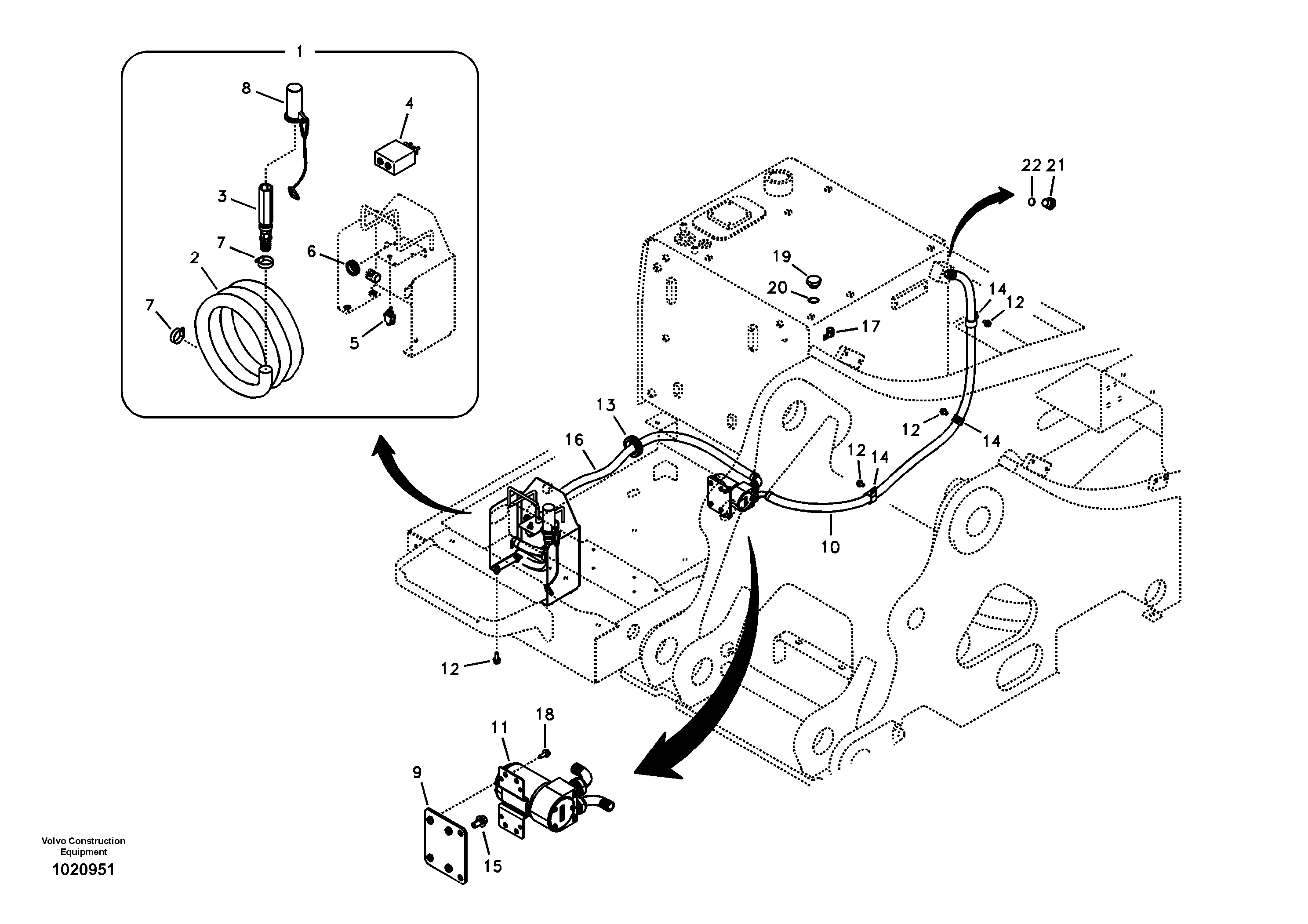 Fuel filling pump with assembling details — volvo parts diagram