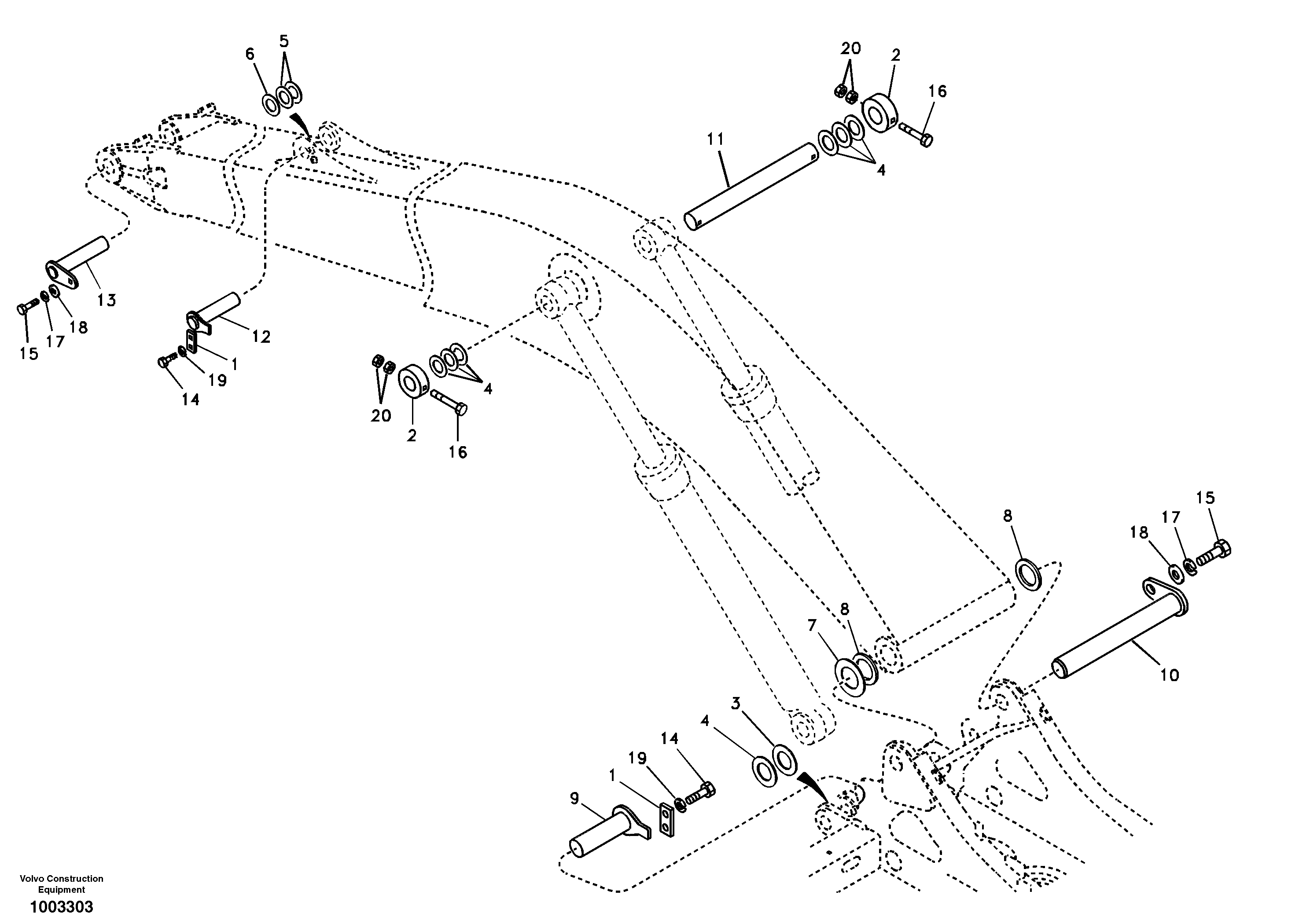 Links to boom, long reach — volvo parts diagram