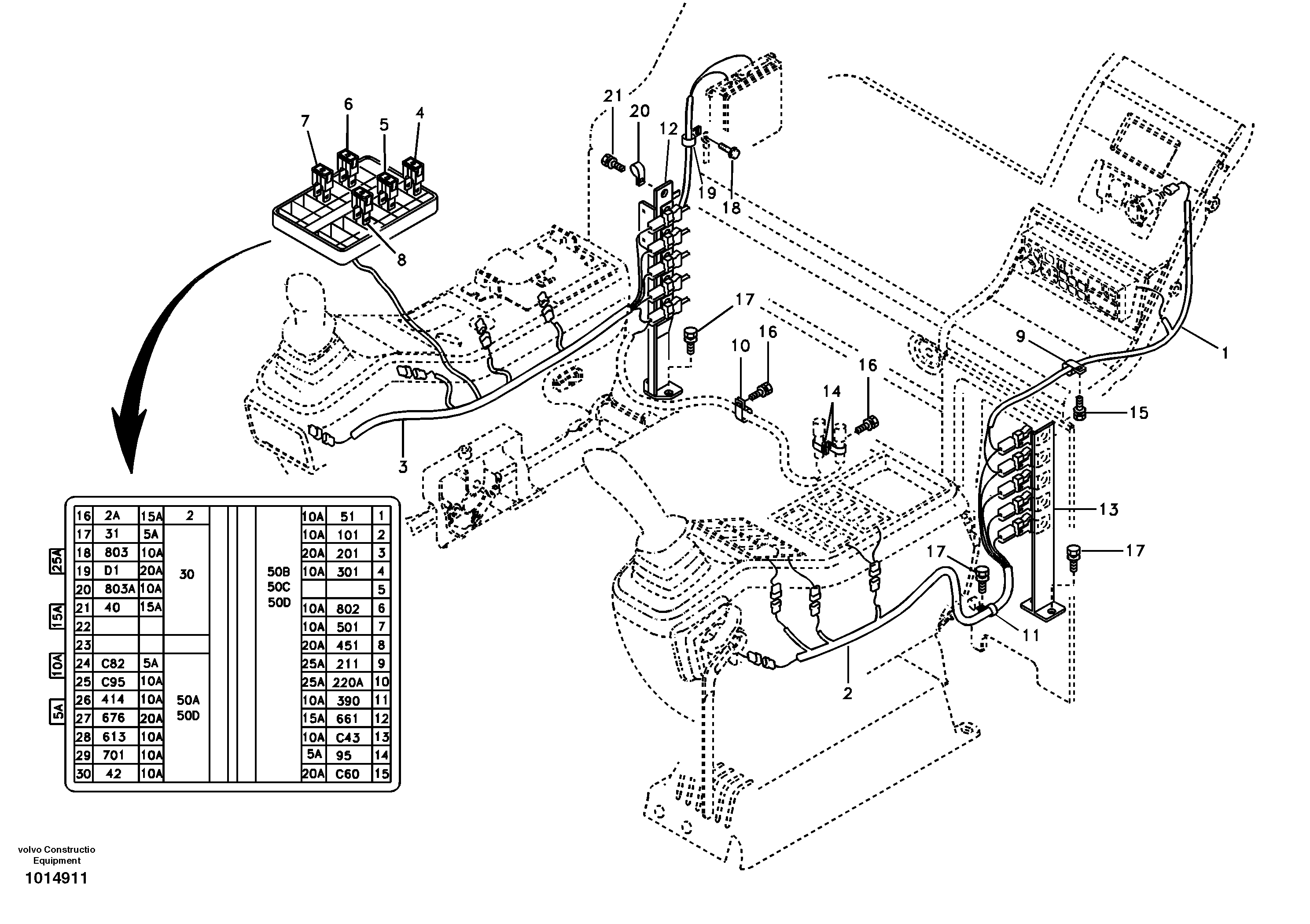 Cable and wire harness, instrument panel — volvo parts diagram