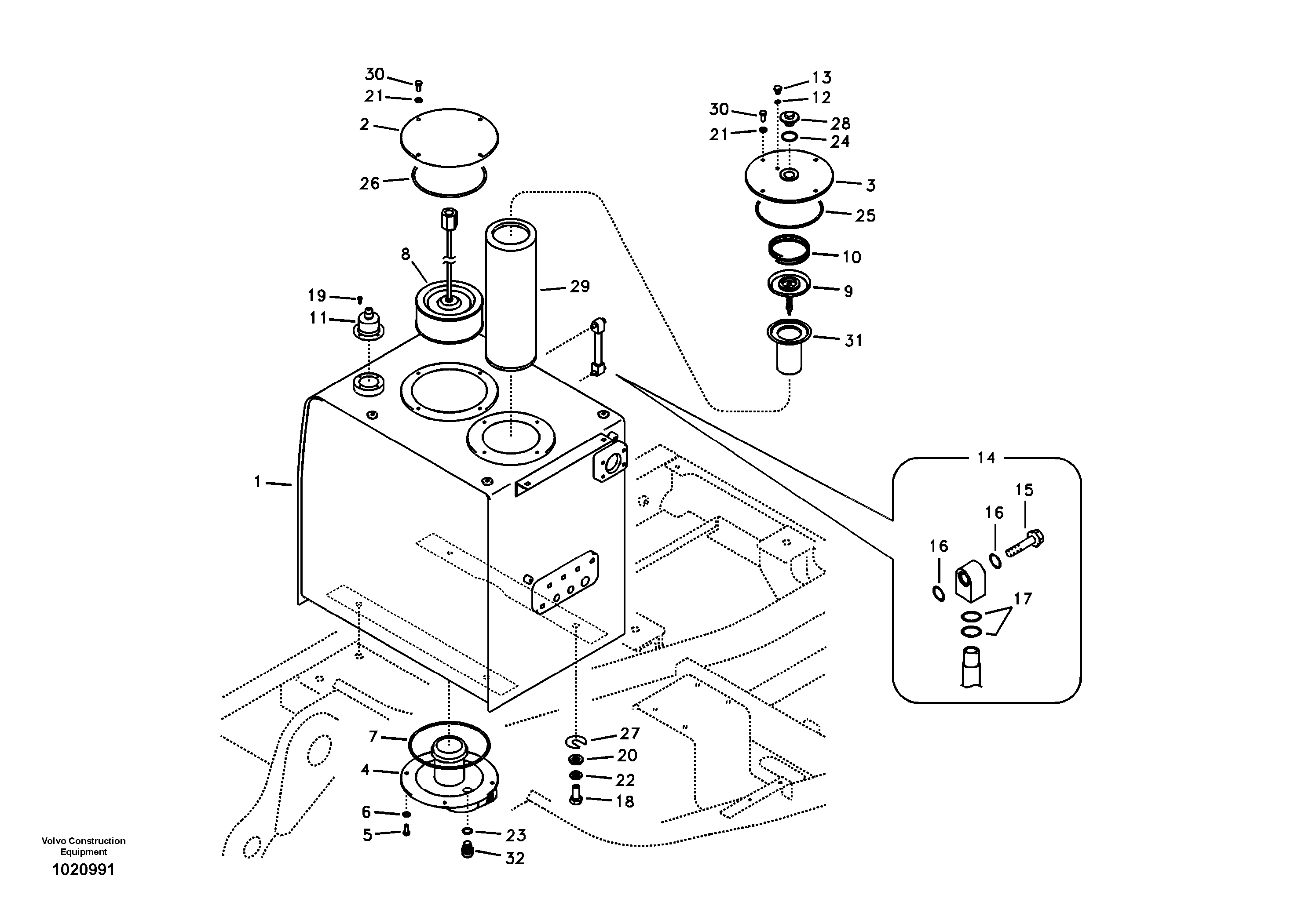 Hydraulic oil tank — volvo parts diagram