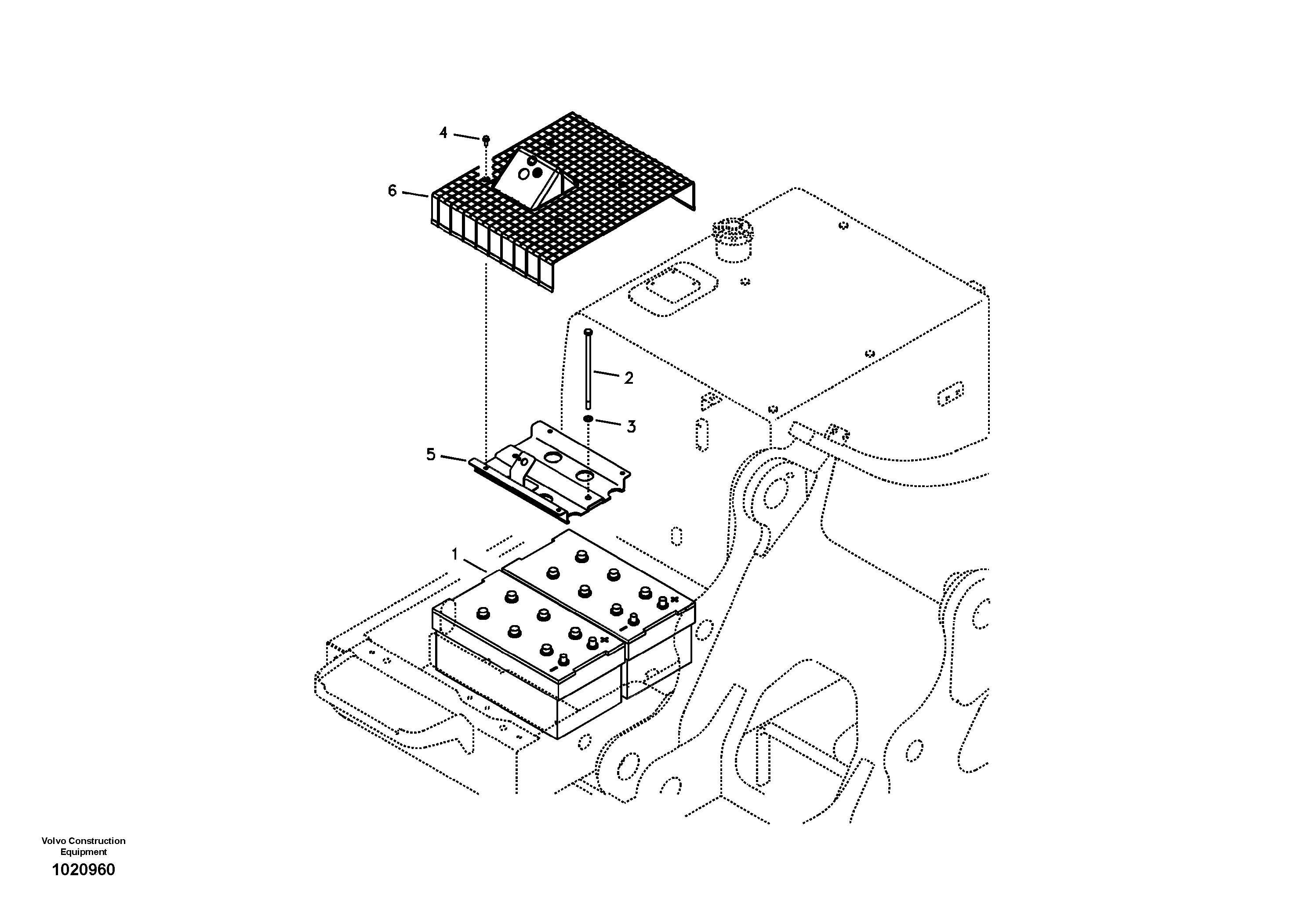 Battery with assembling details — volvo parts diagram