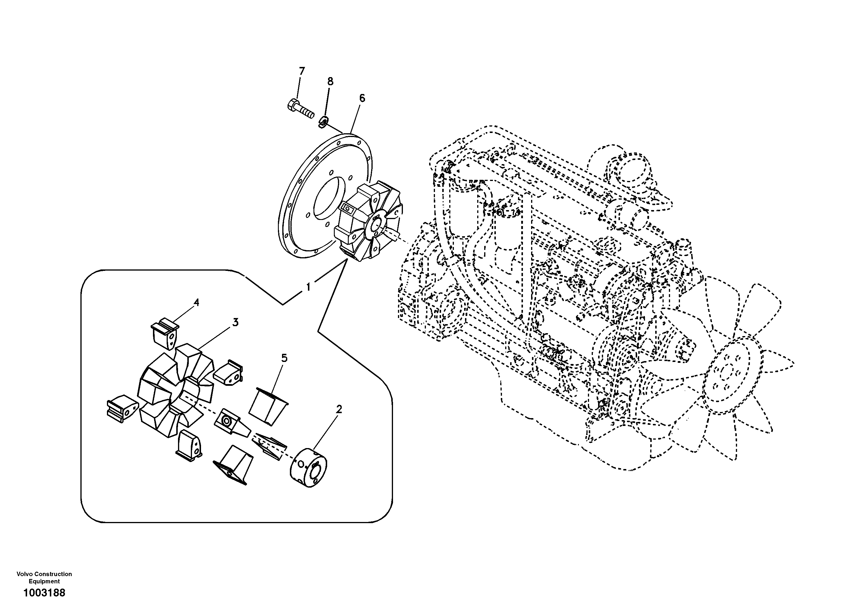 Pump gearbox with assembling parts — volvo parts diagram