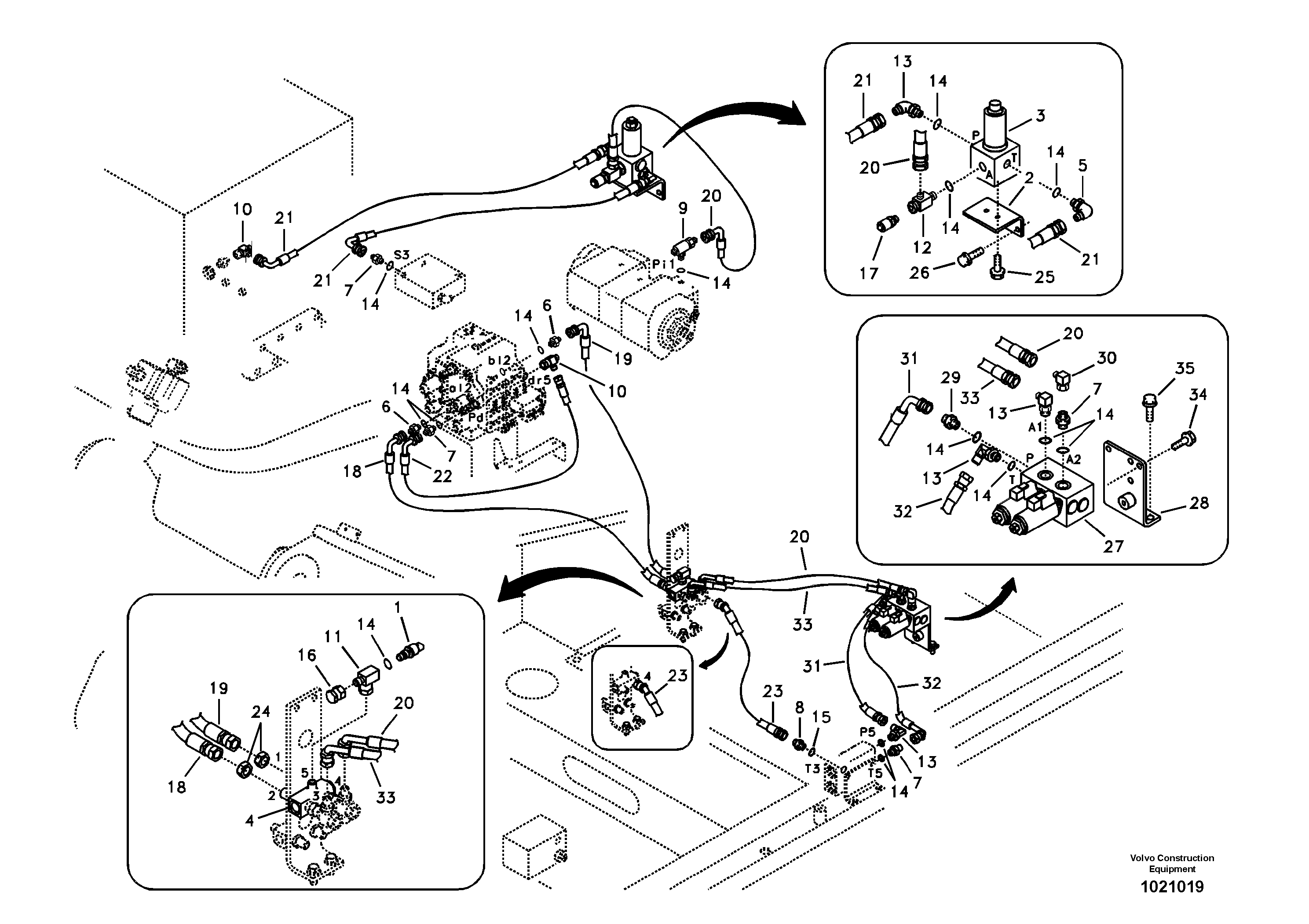 Working hydraulic, hammer and shear for 1st pump flow — volvo parts diagram