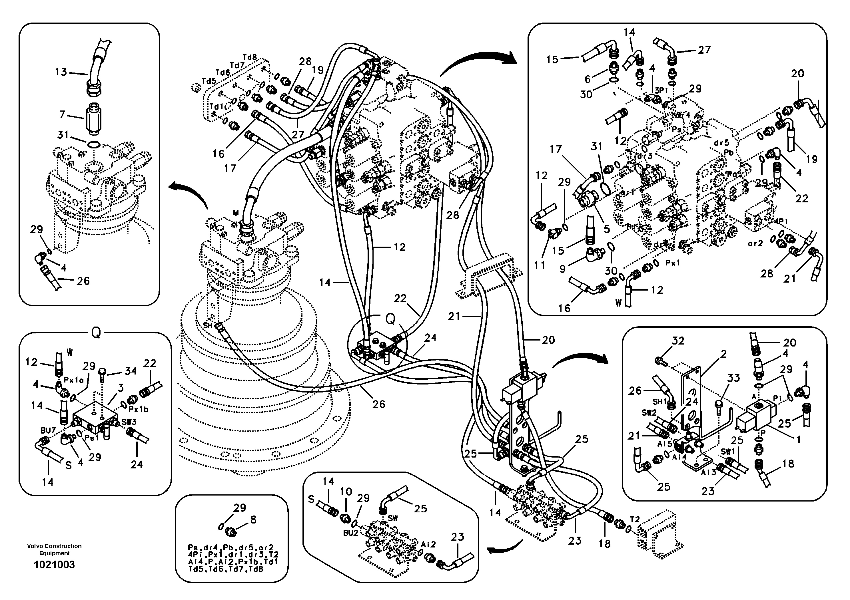 Servo system, control valve piping. — volvo parts diagram
