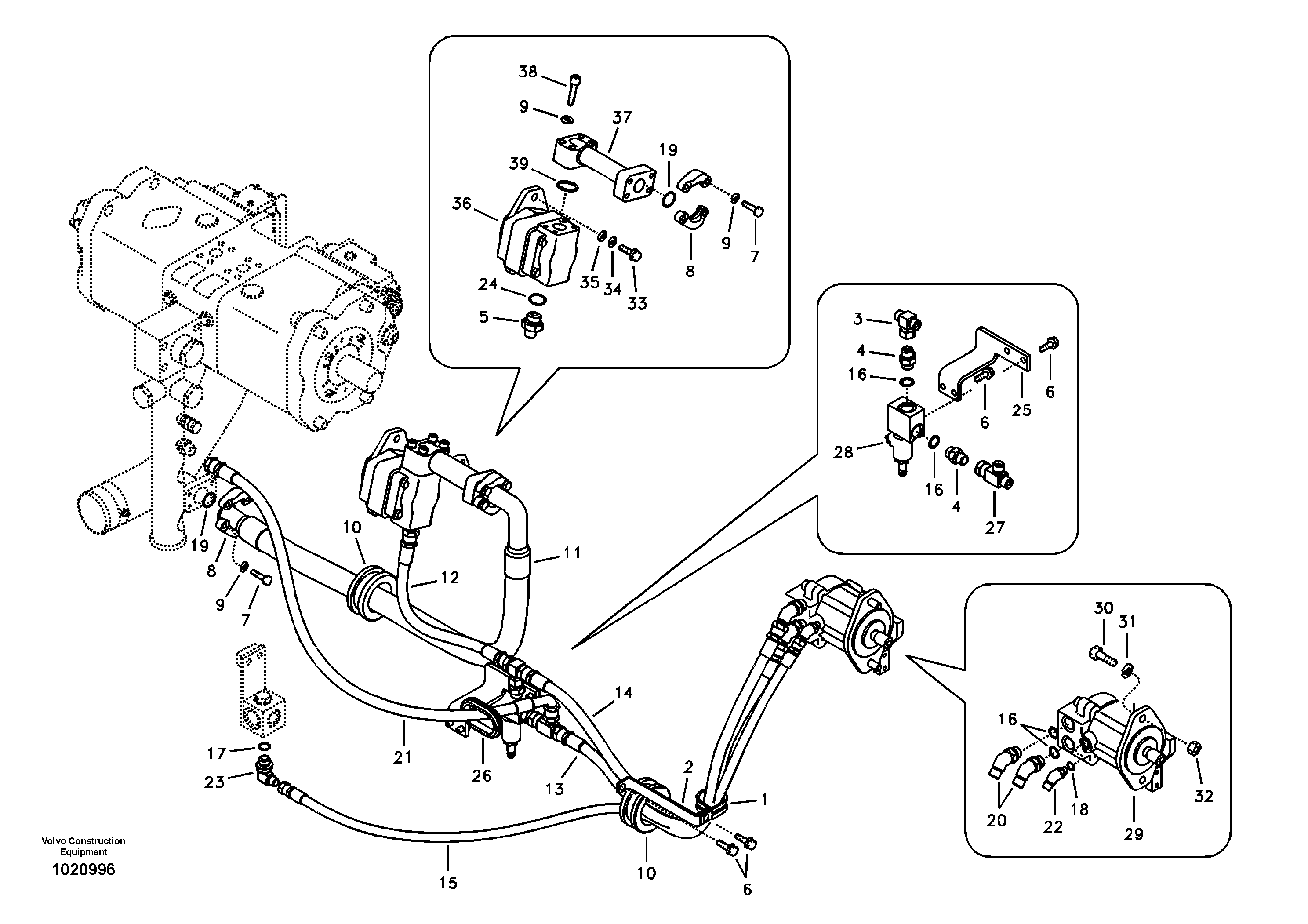Hydraulic system, oil cooling system — volvo parts diagram
