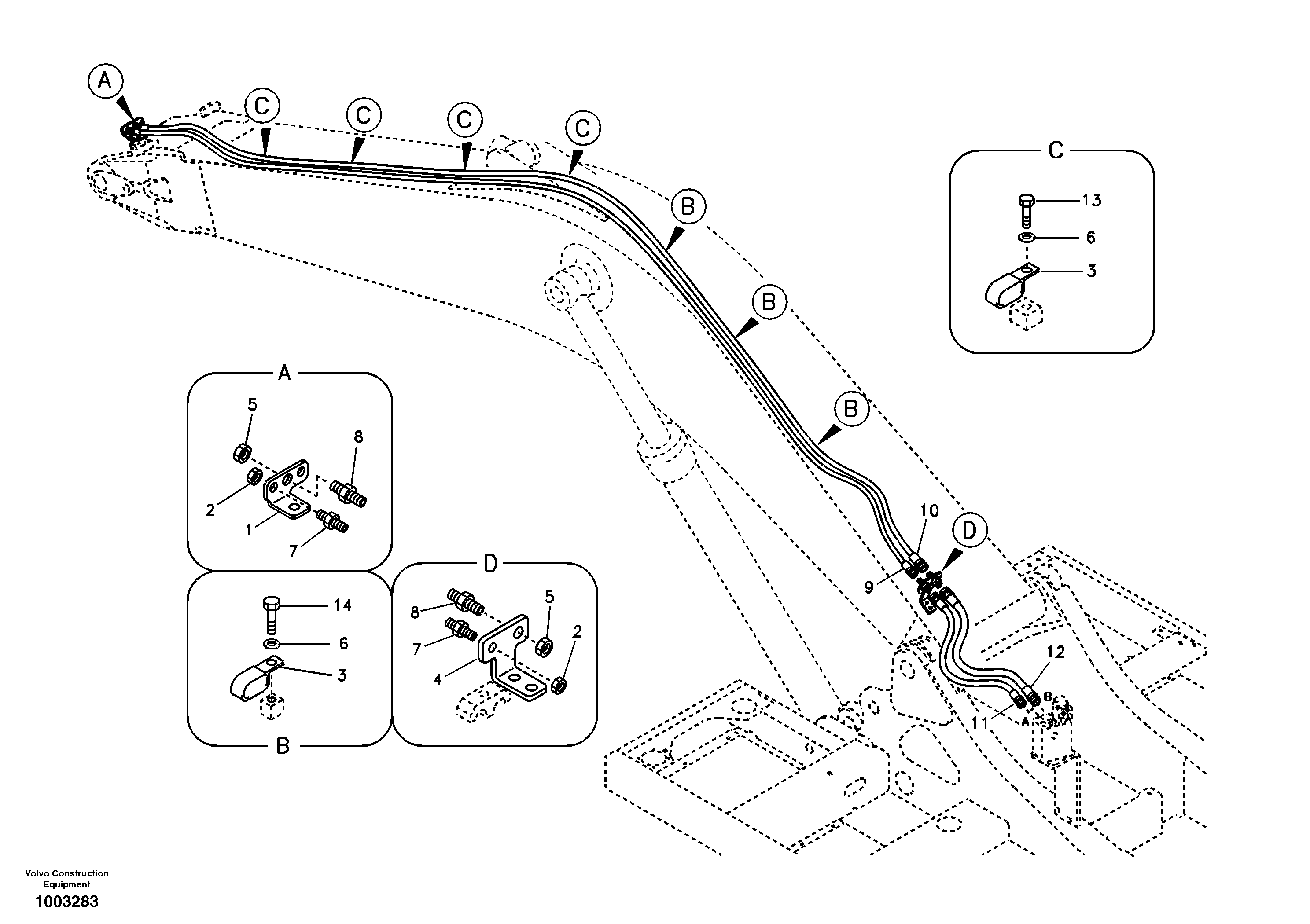 Working hydraulic, quick fit on boom — volvo parts diagram