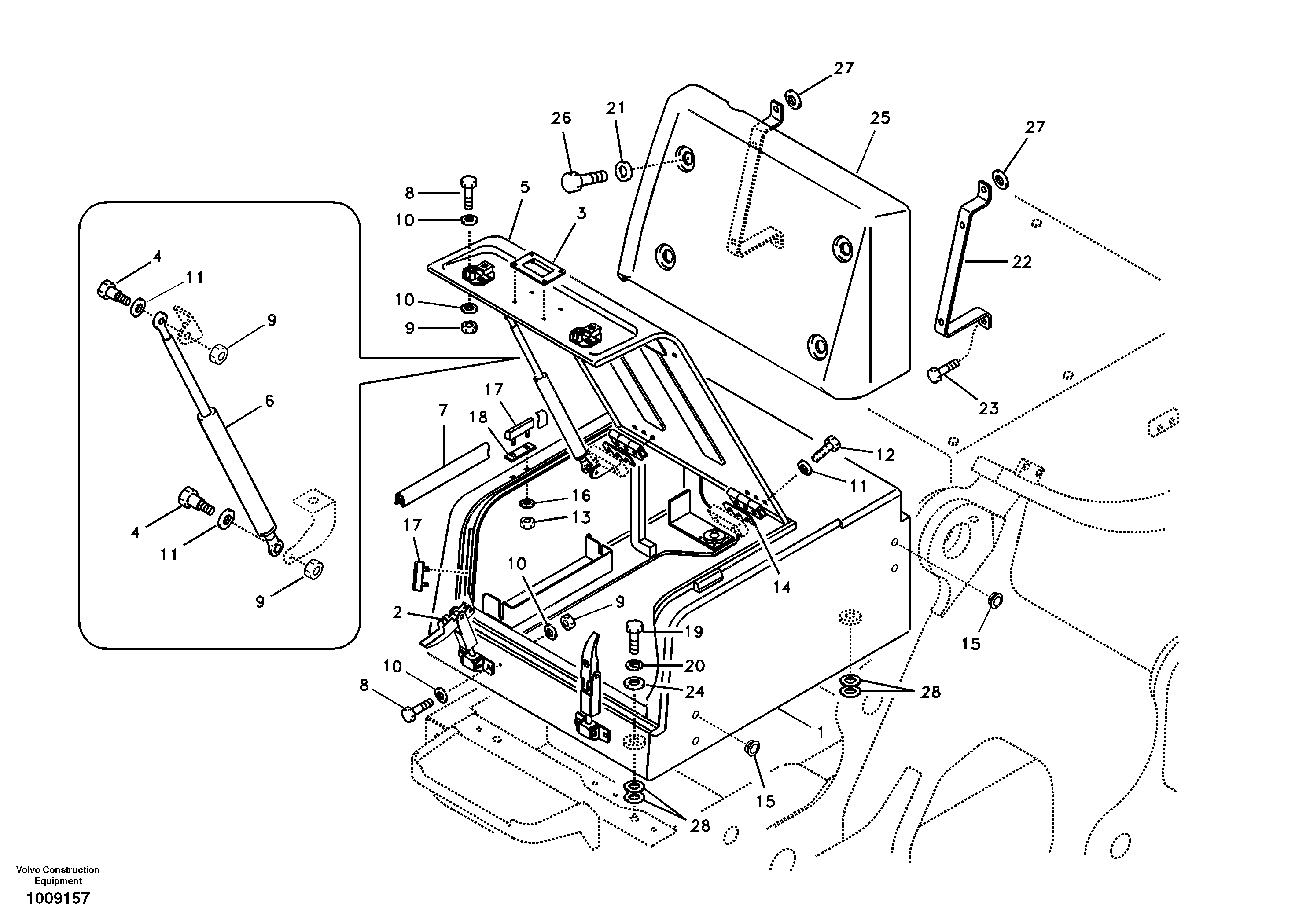 Tool box, cowl — volvo parts diagram