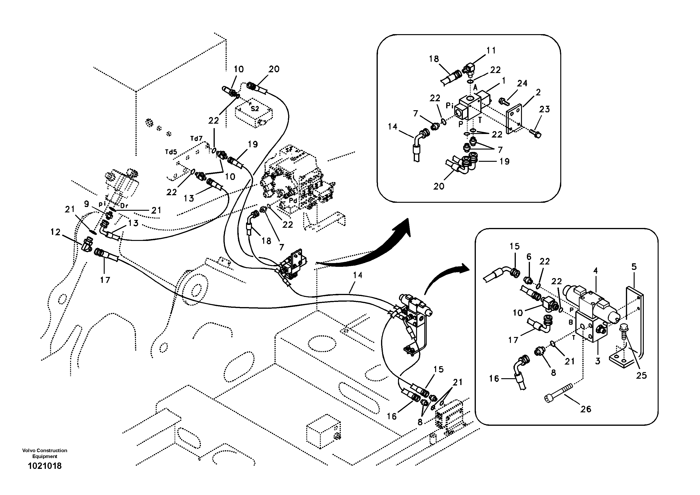 Working hydraulic, hammer and shear for 1st pump flow — volvo parts diagram