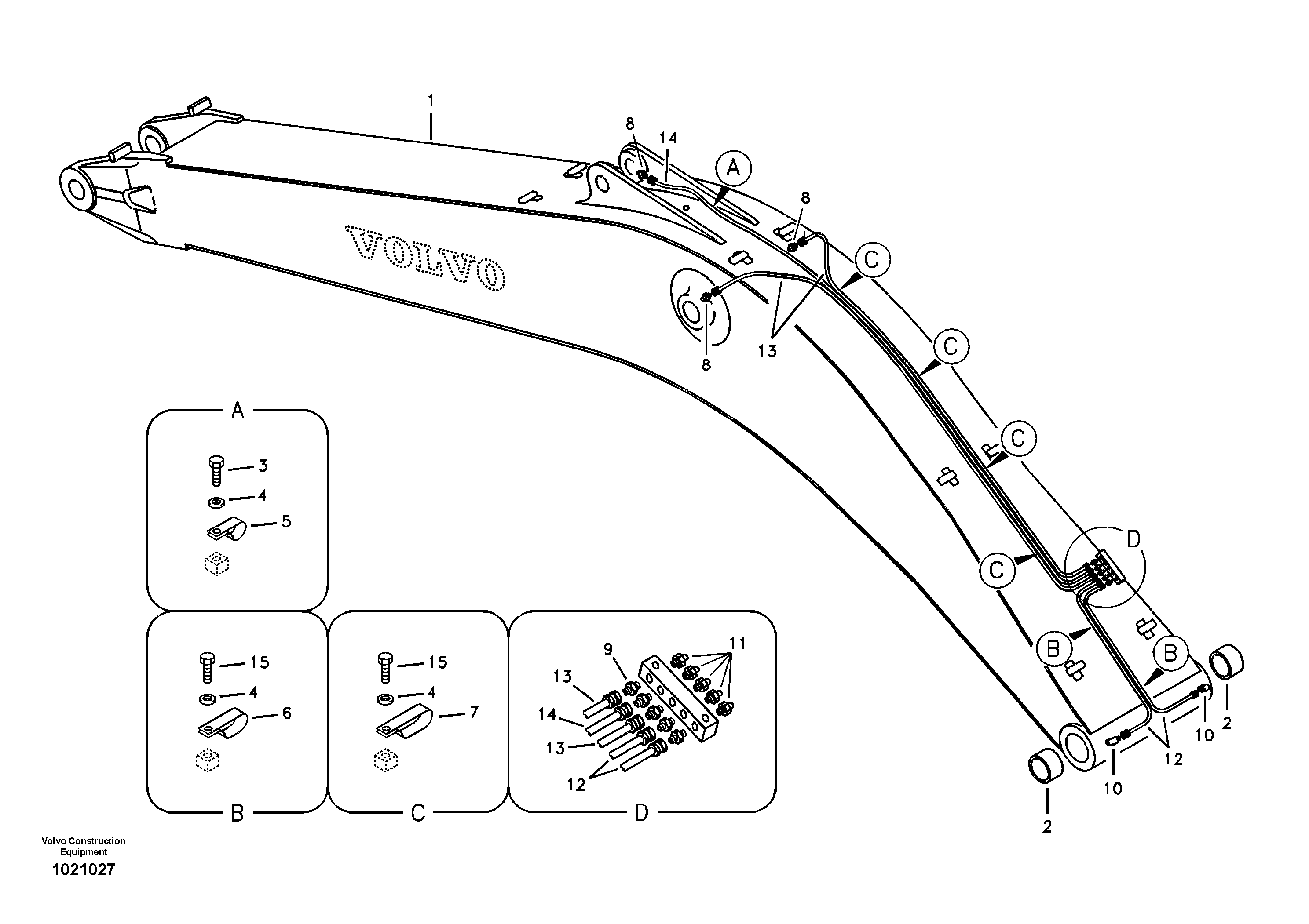 Boom and grease piping — volvo parts diagram