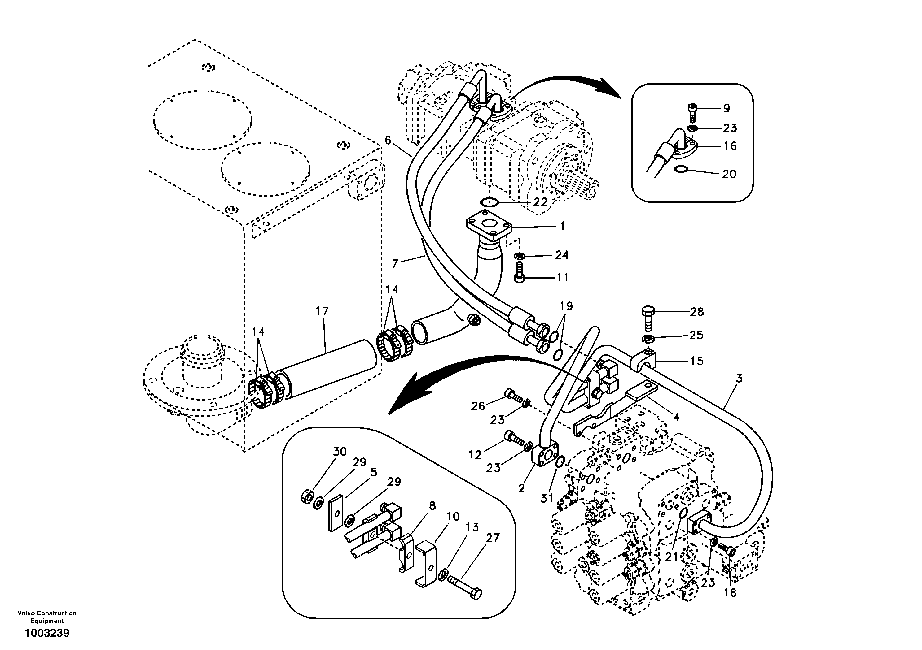 Hydraulic system, hydraulic tank to hydraulic pump — volvo parts diagram