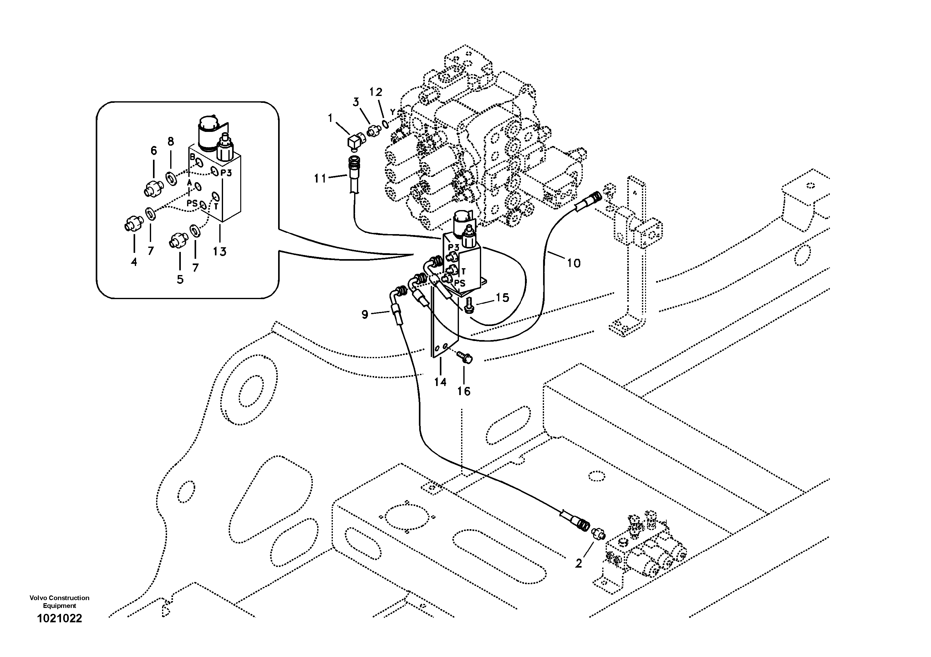 Working hydraulic, quick fit on upper frame — volvo parts diagram